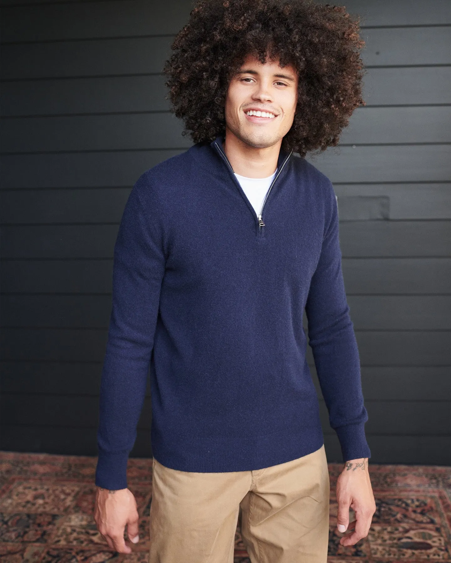 Mongolian Cashmere Quarter Zip Sweater