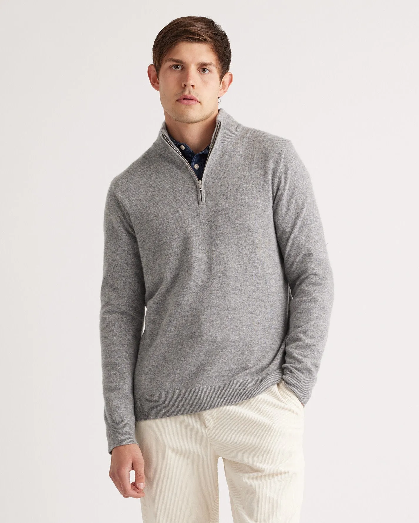 Mongolian Cashmere Quarter Zip Sweater