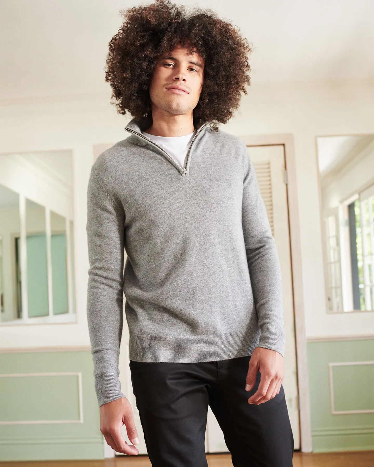 Mongolian Cashmere Quarter Zip Sweater
