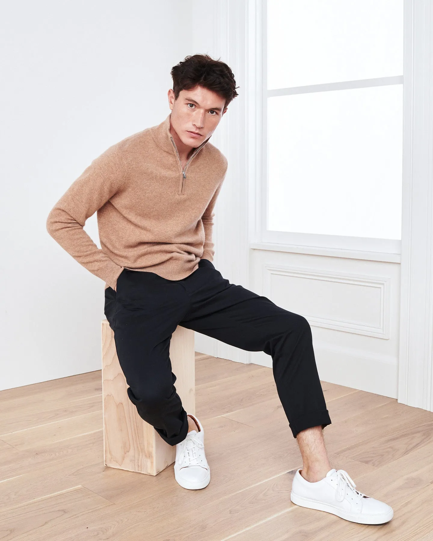 Mongolian Cashmere Quarter Zip Sweater
