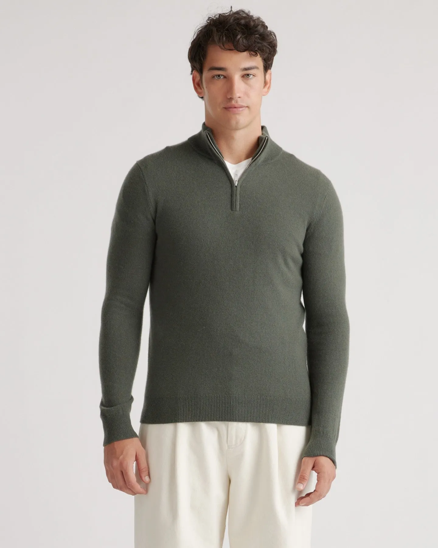 Mongolian Cashmere Quarter Zip Sweater