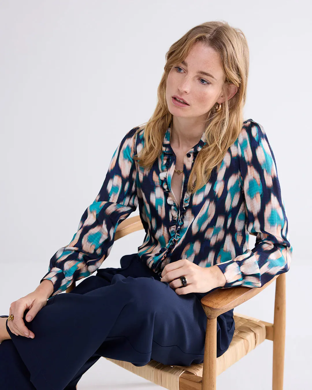 Painted Ikat Blouse - Midnight Blue