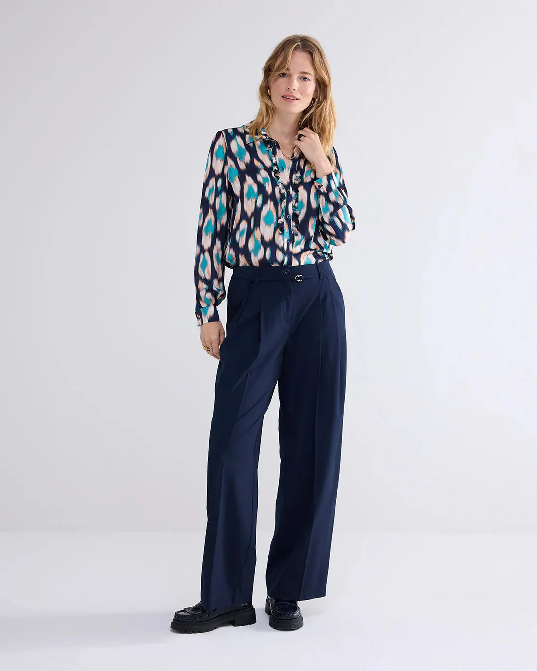 Painted Ikat Blouse - Midnight Blue