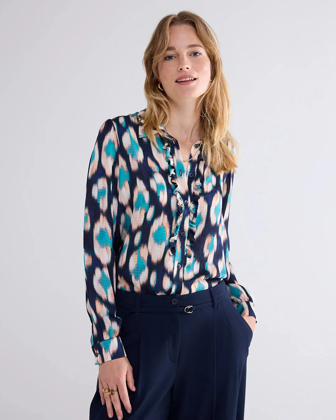 Painted Ikat Blouse - Midnight Blue