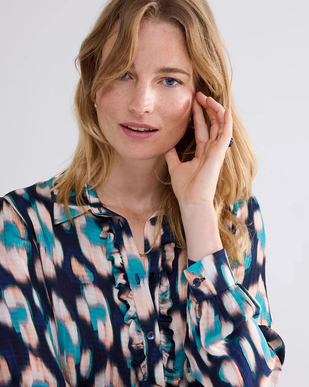 Painted Ikat Blouse - Midnight Blue
