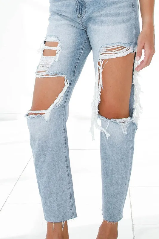 Pheonix Ripped Raw Hem Boyfriend Jean