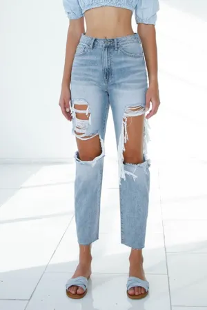 Pheonix Ripped Raw Hem Boyfriend Jean