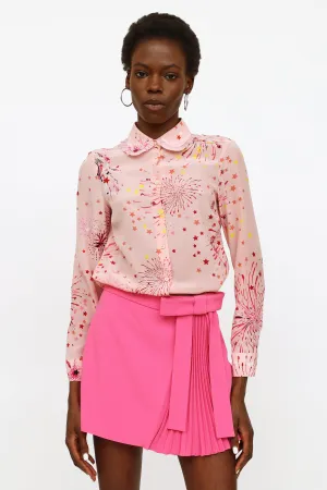 Pink Printed Silk Blouse