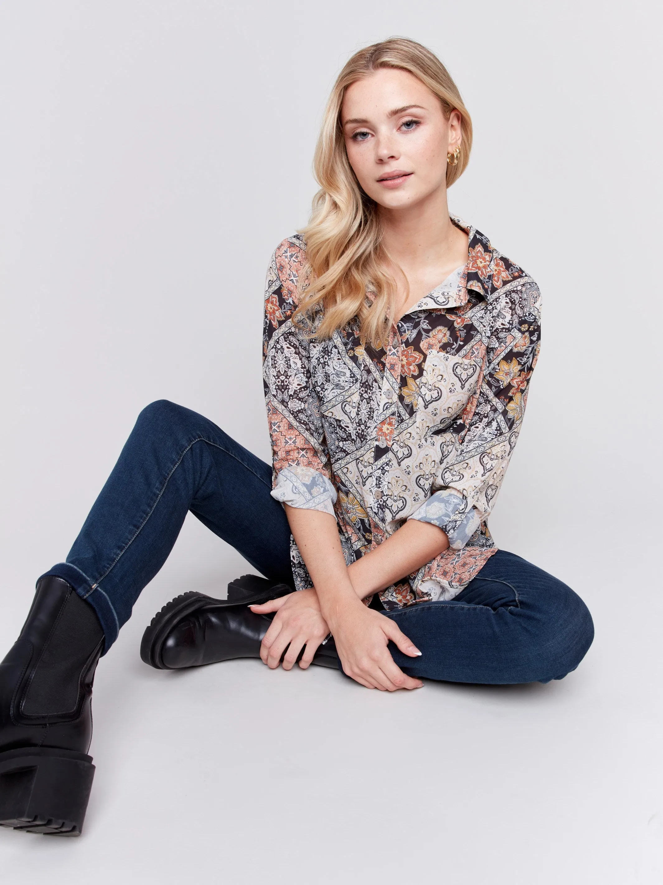 Printed Button - Paisley