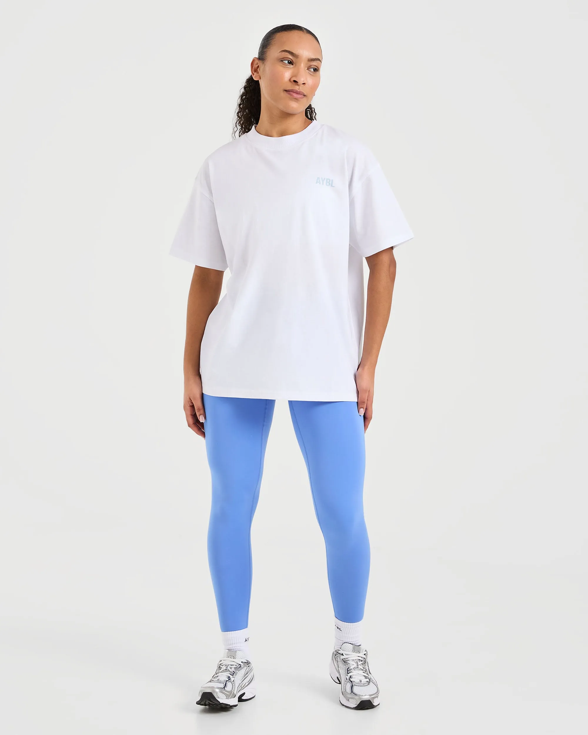 Show Up Oversized T Shirt - White/Blue