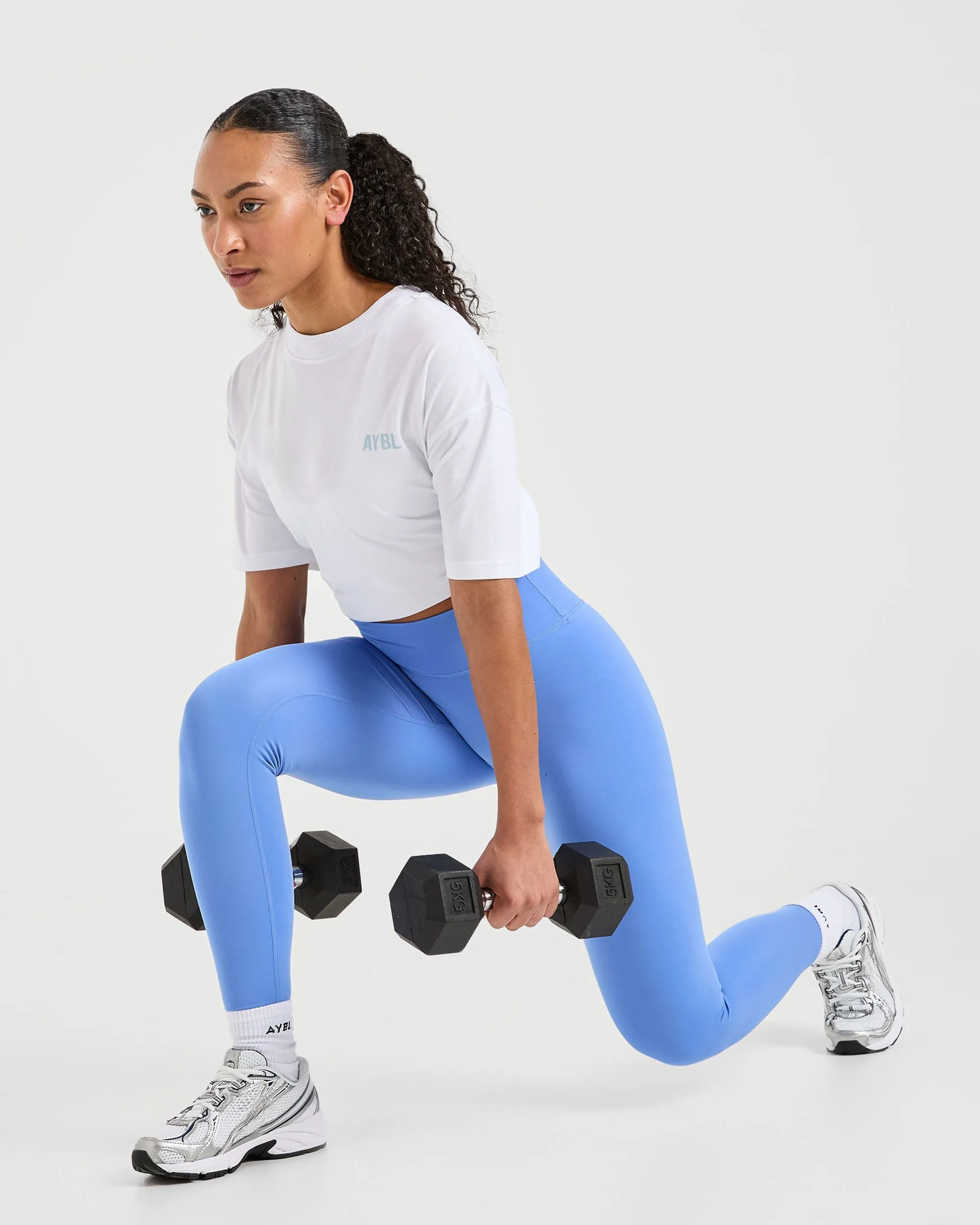 Show Up Oversized T Shirt - White/Blue