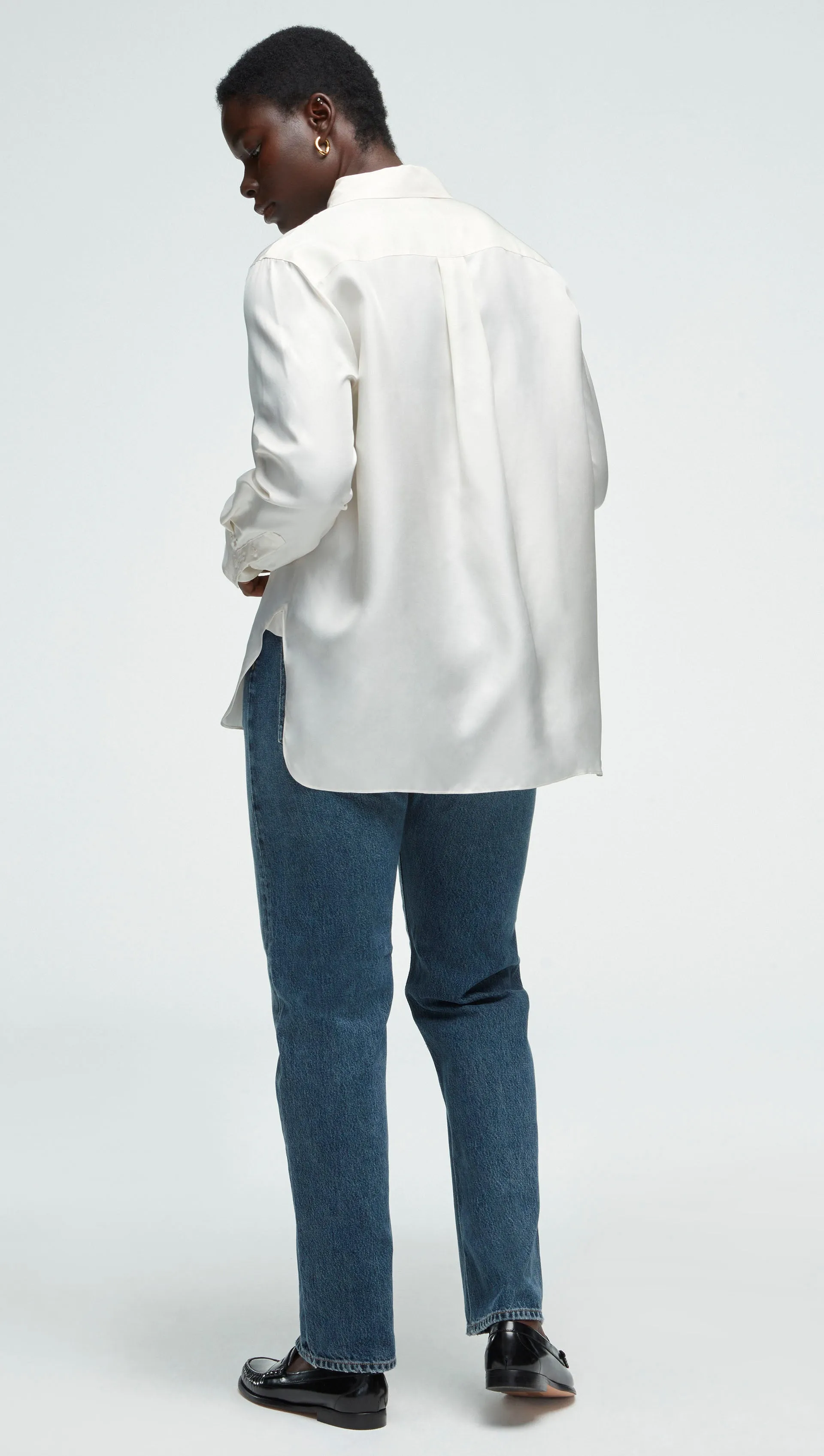 Slim Blouse in Silk Twill | Ivory