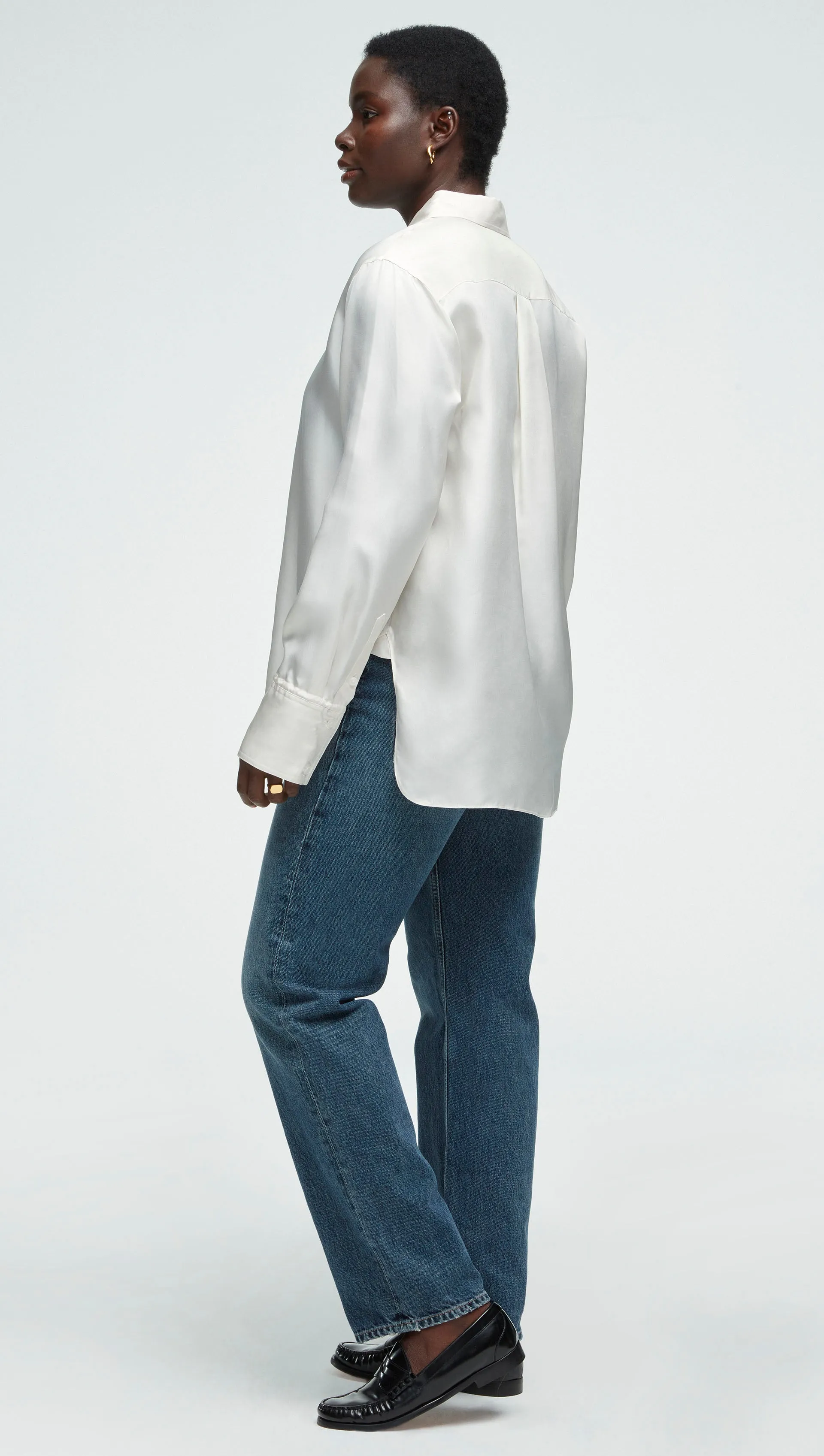 Slim Blouse in Silk Twill | Ivory
