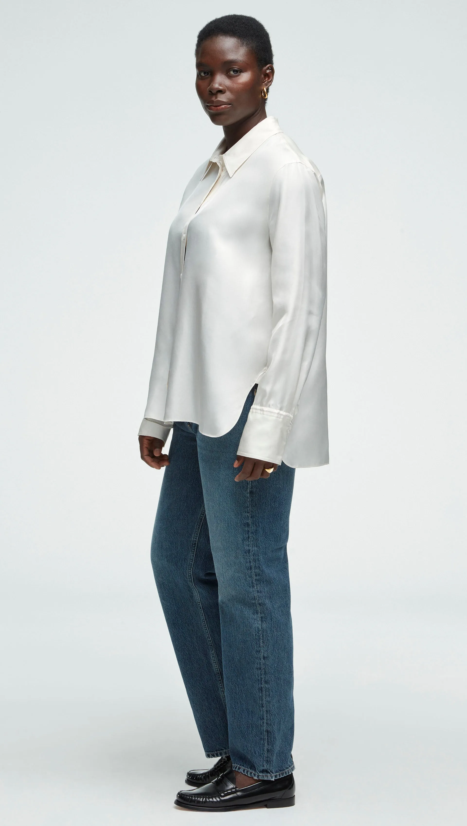 Slim Blouse in Silk Twill | Ivory