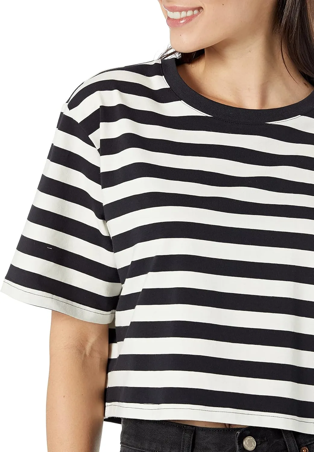 The Drop Women's Sydney Short-Sleeve Cropped Crew Neck T-Shirt