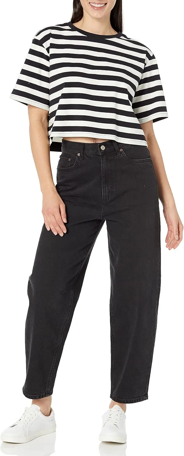 The Drop Women's Sydney Short-Sleeve Cropped Crew Neck T-Shirt