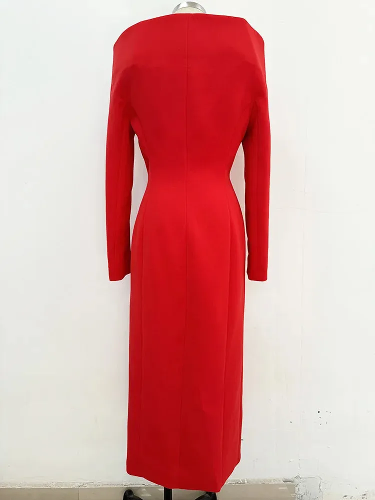 Trend4us Women's Bold Double-Breasted Coat Dress