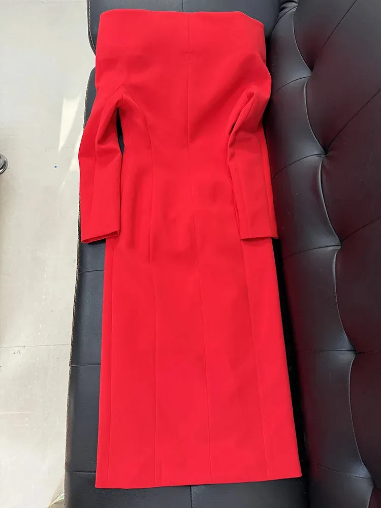 Trend4us Women's Bold Double-Breasted Coat Dress