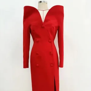 Trend4us Women's Bold Double-Breasted Coat Dress