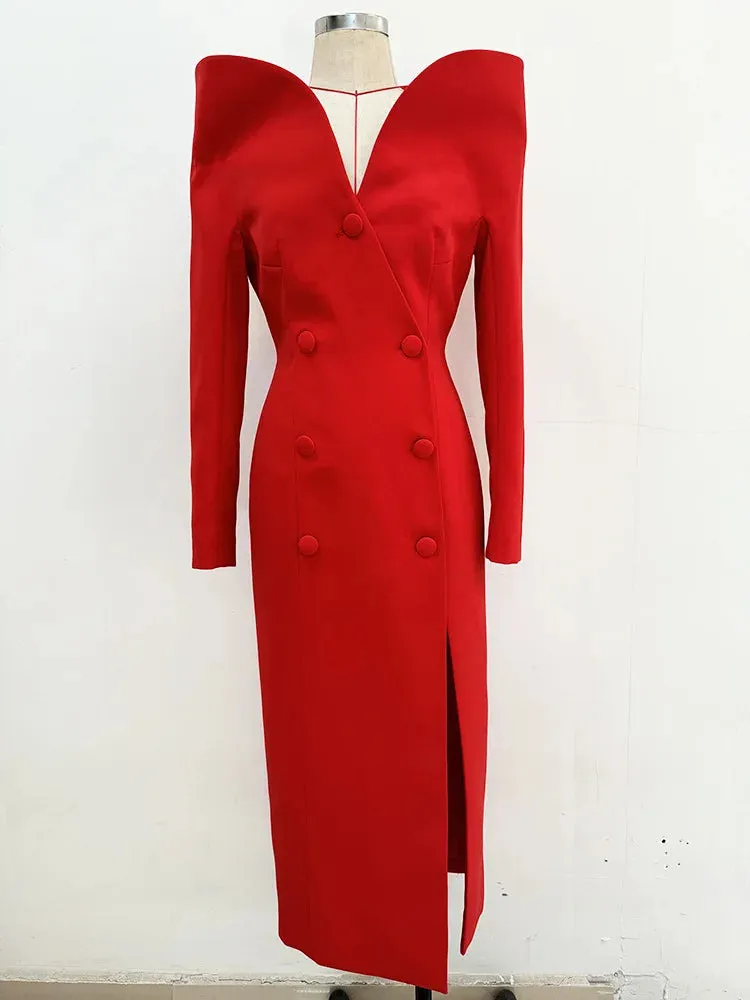 Trend4us Women's Bold Double-Breasted Coat Dress
