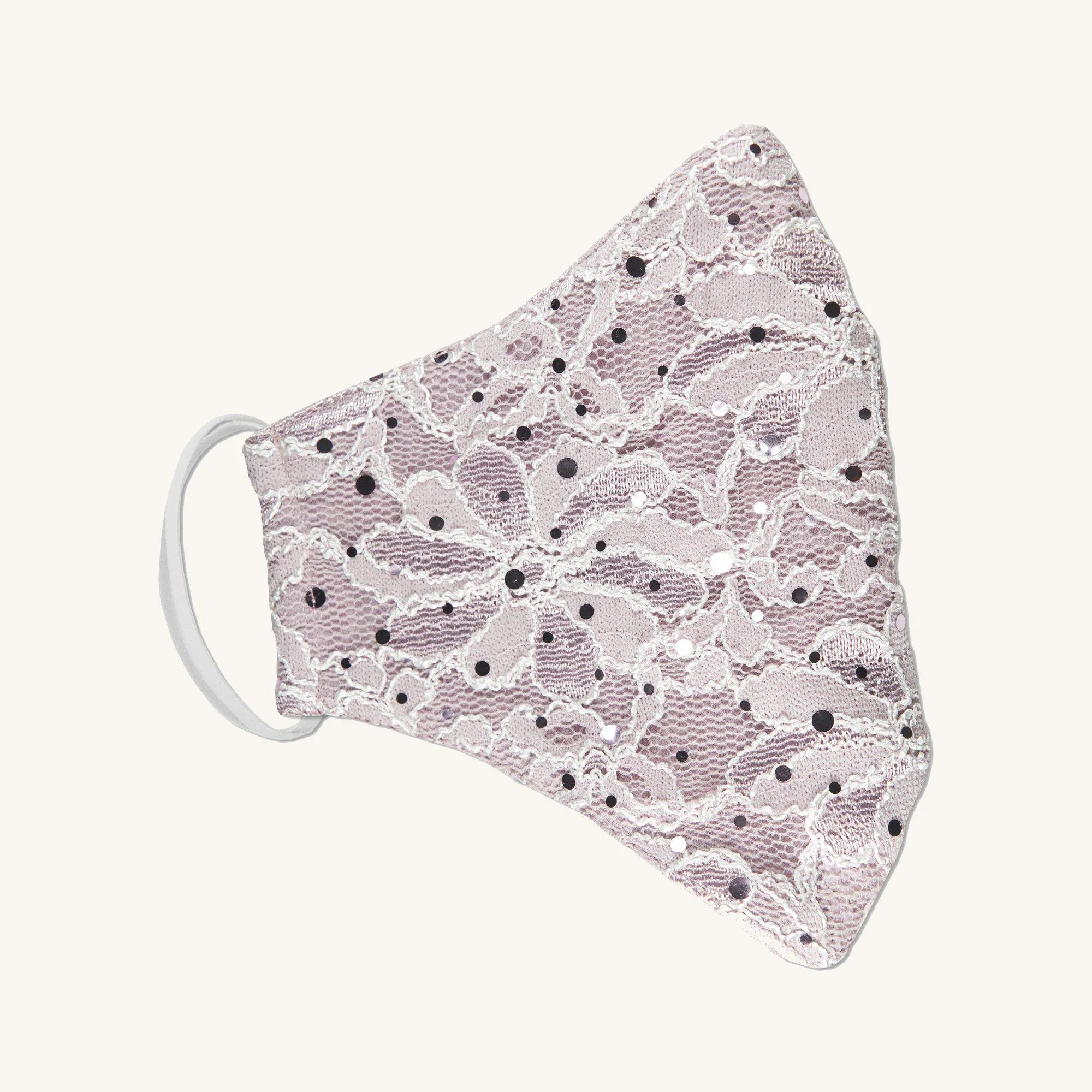 Two-Tone Pale Orchid Lace Sequin Face Mask