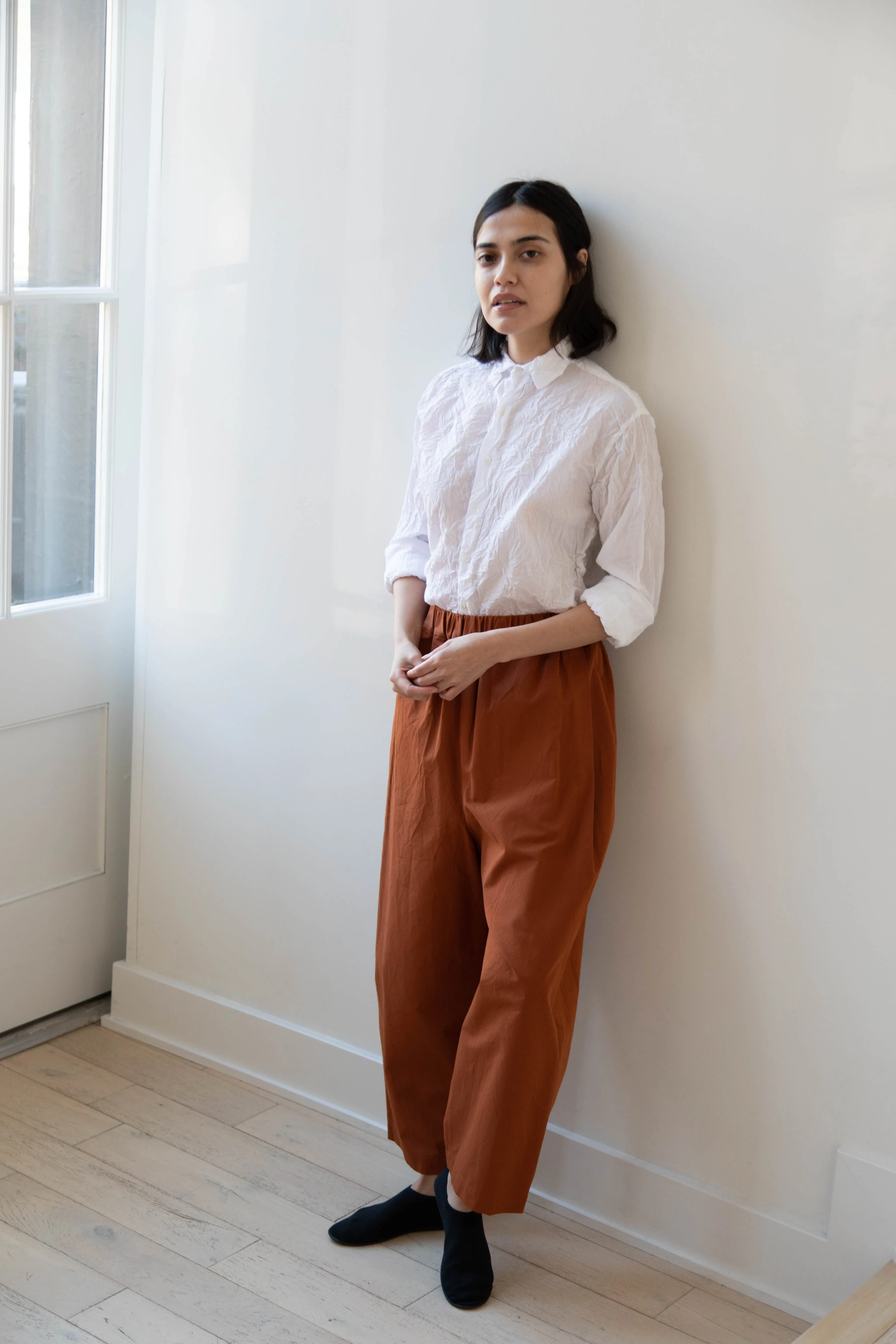 Vas-Y Lentement | Crinkle Button Up in White