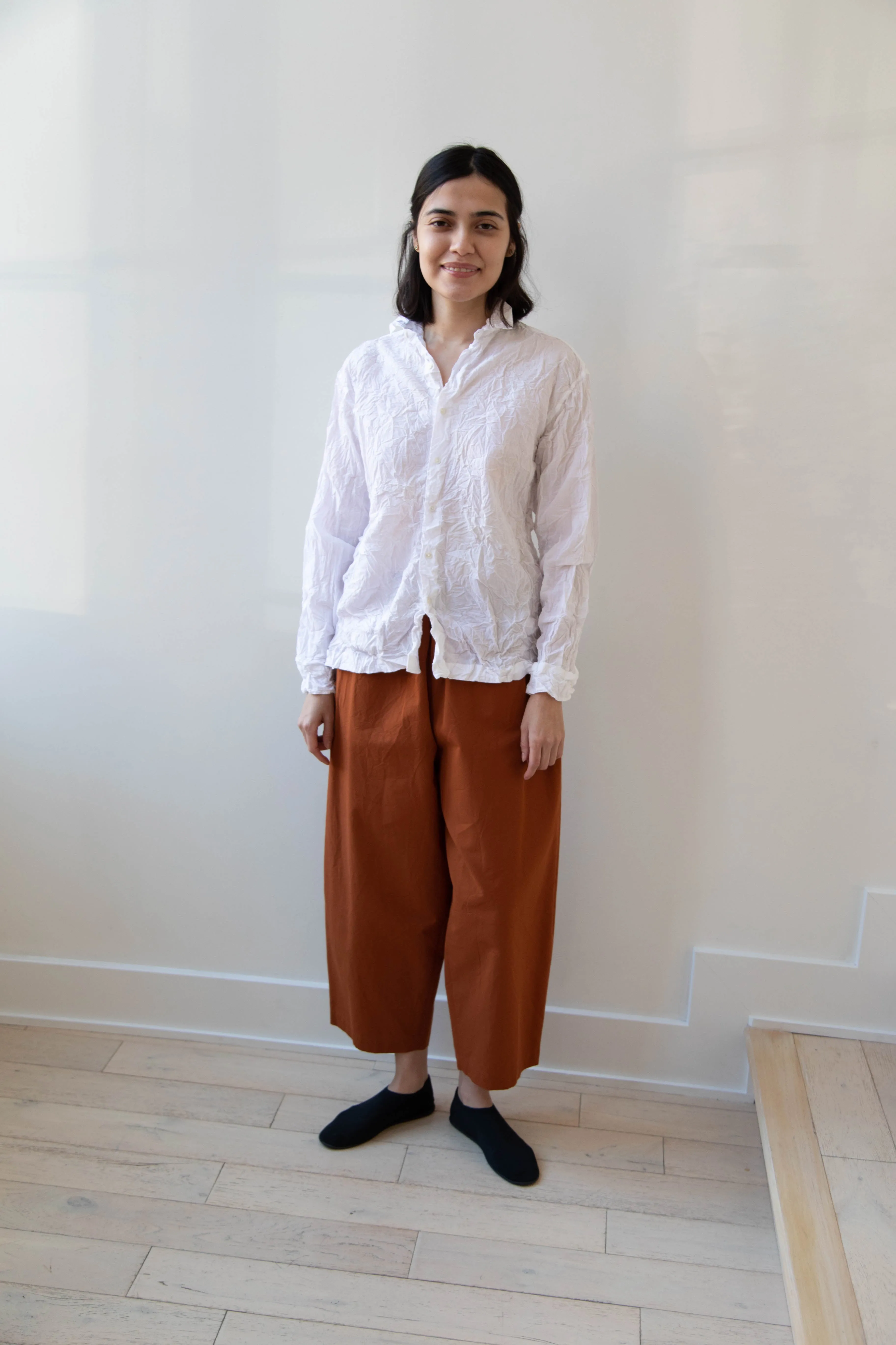 Vas-Y Lentement | Crinkle Button Up in White