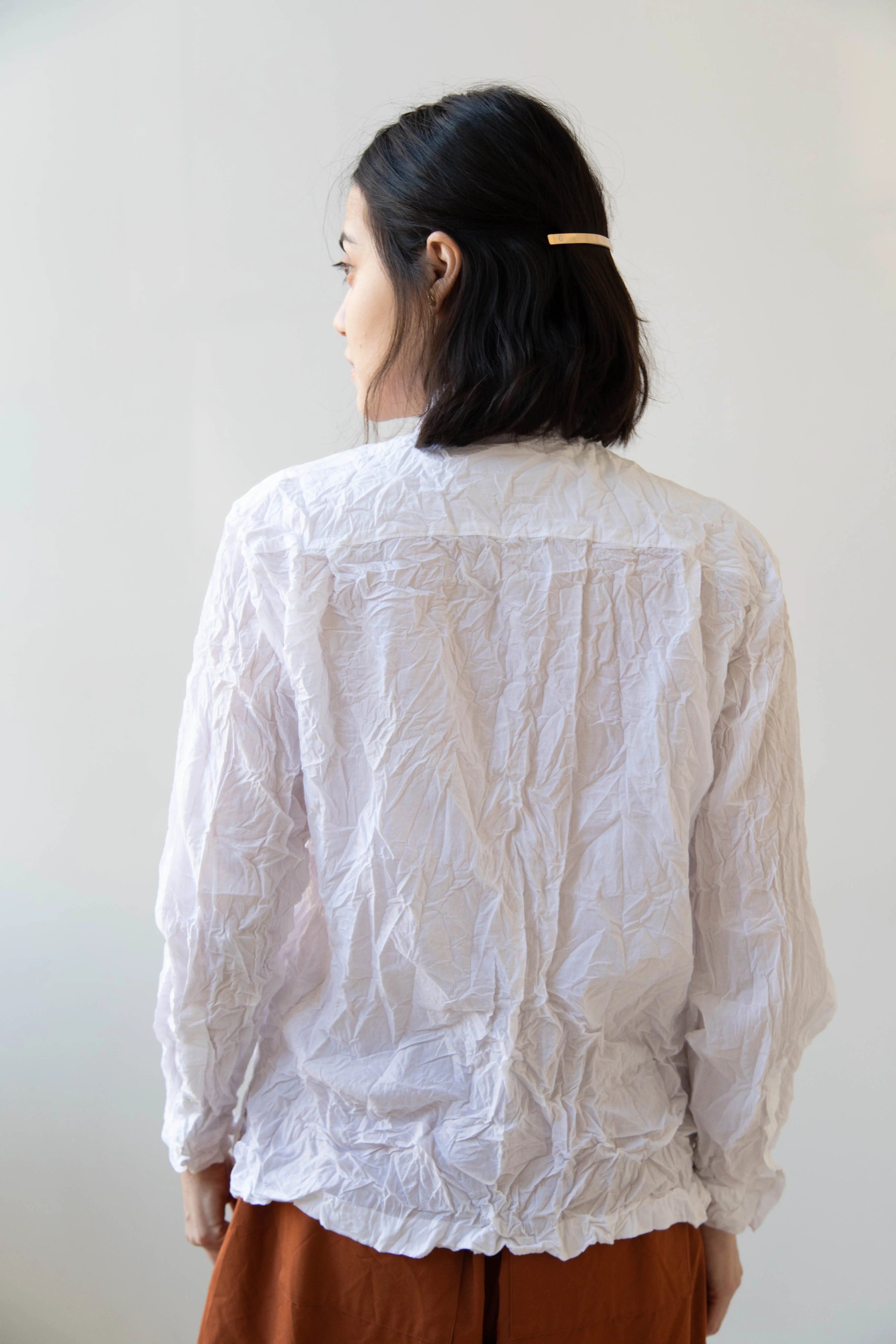 Vas-Y Lentement | Crinkle Button Up in White