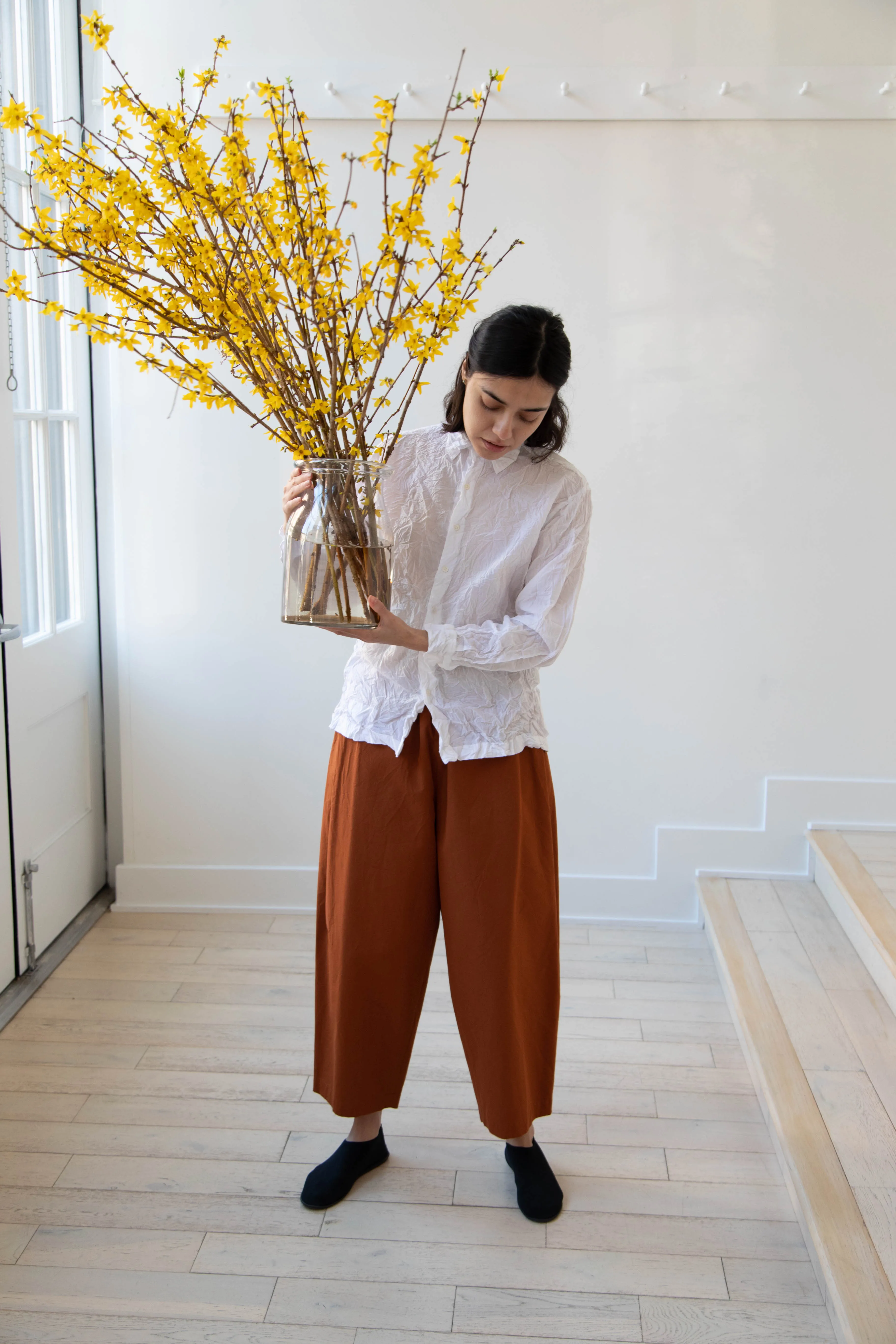 Vas-Y Lentement | Crinkle Button Up in White
