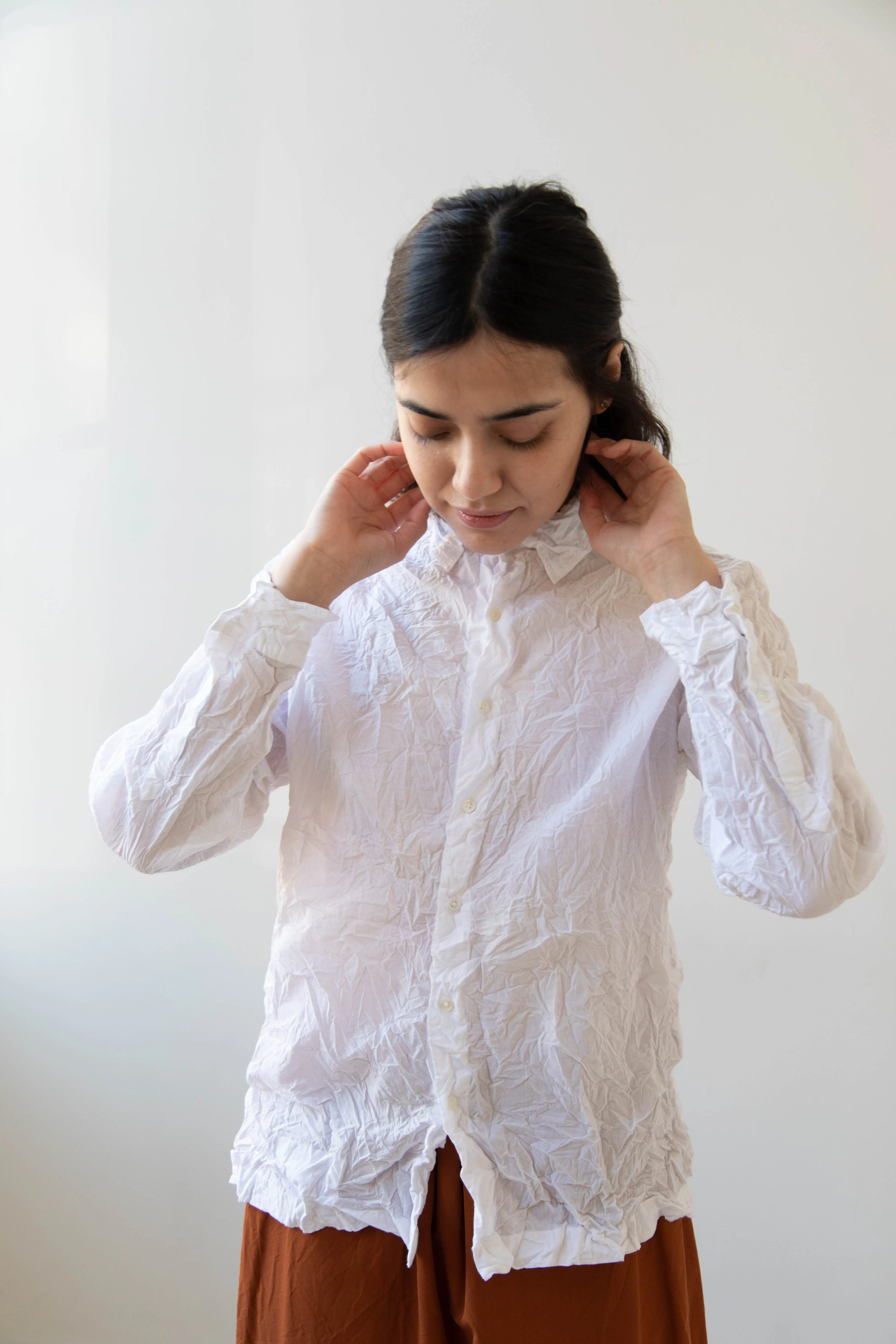 Vas-Y Lentement | Crinkle Button Up in White