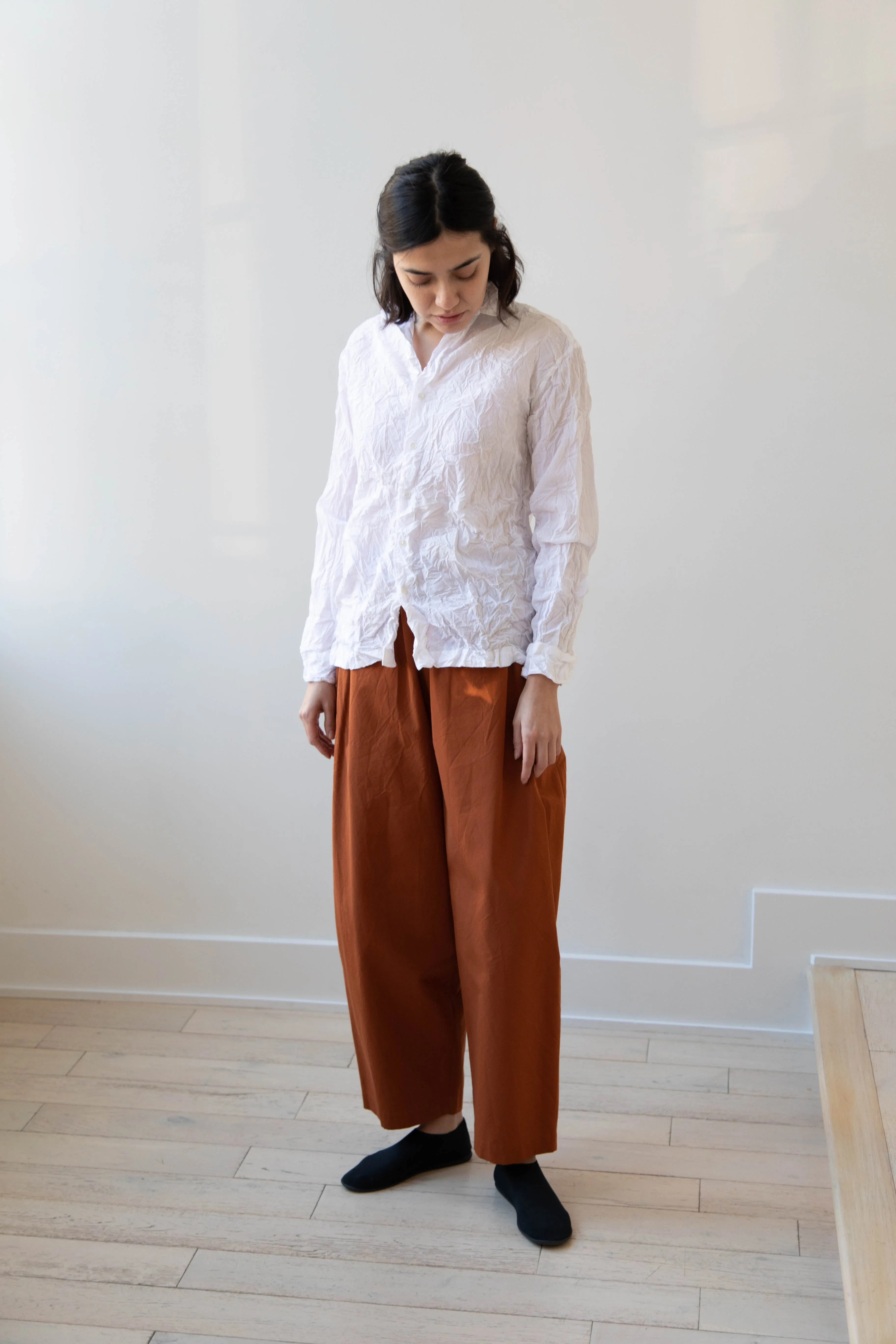 Vas-Y Lentement | Crinkle Button Up in White