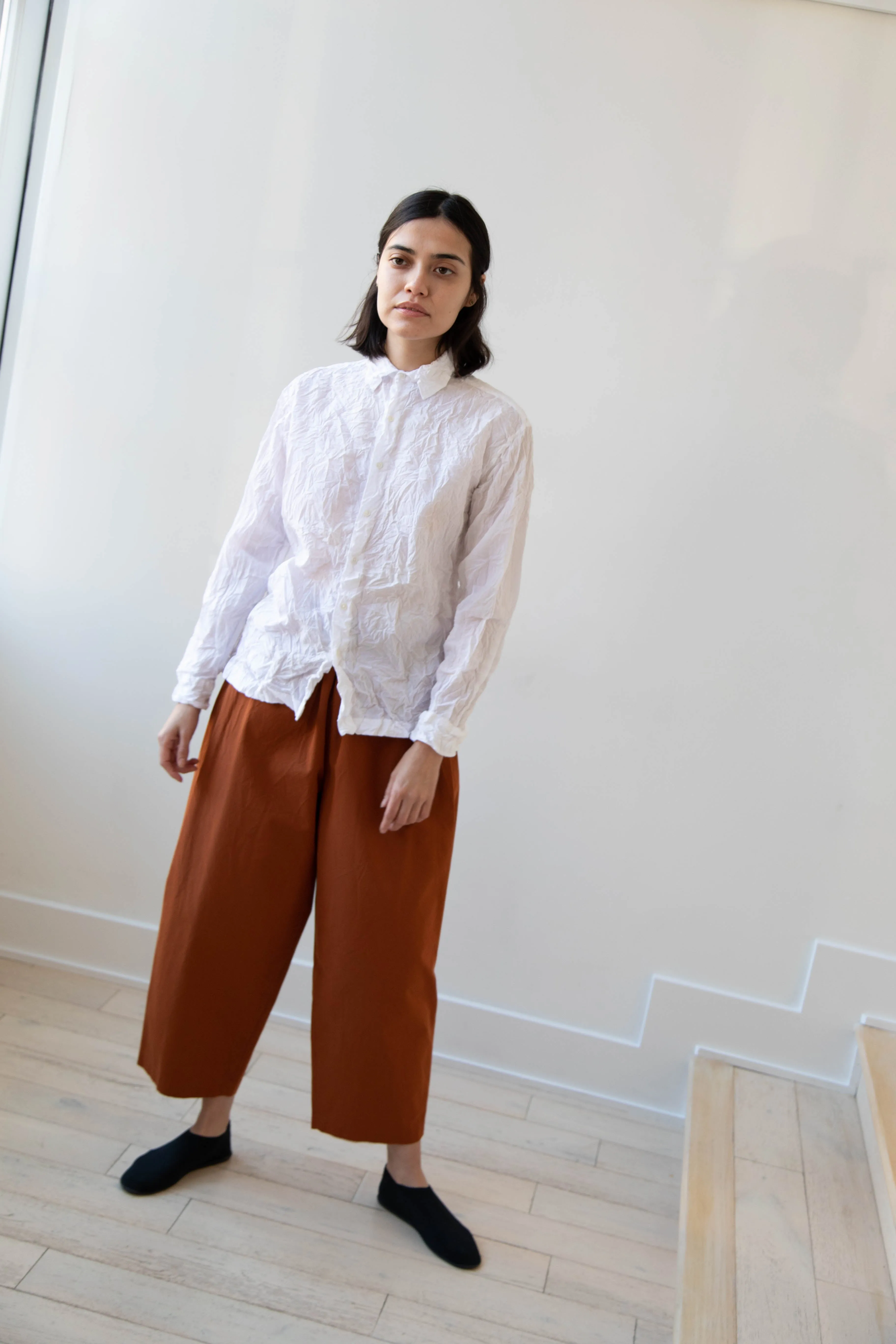 Vas-Y Lentement | Crinkle Button Up in White