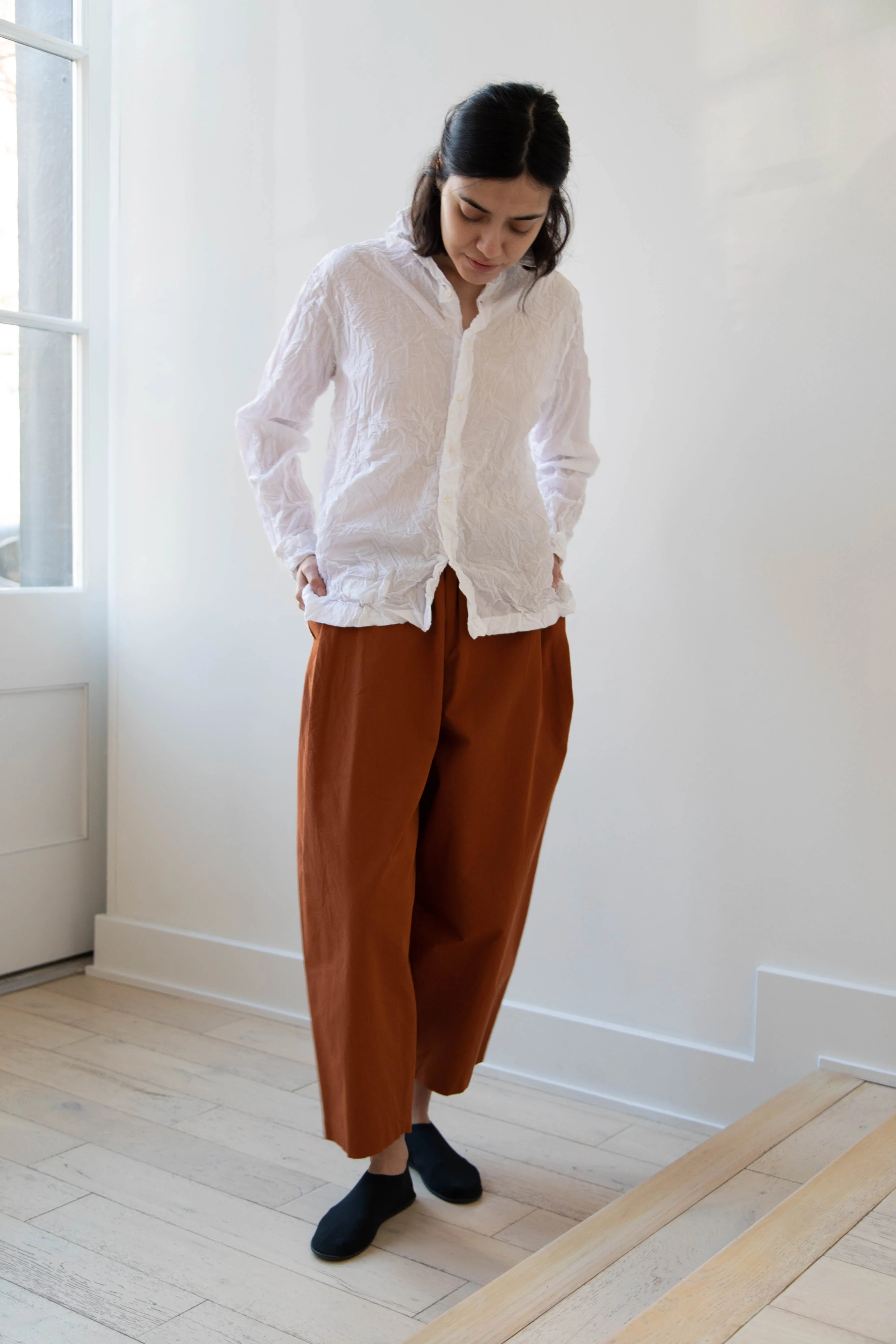 Vas-Y Lentement | Crinkle Button Up in White
