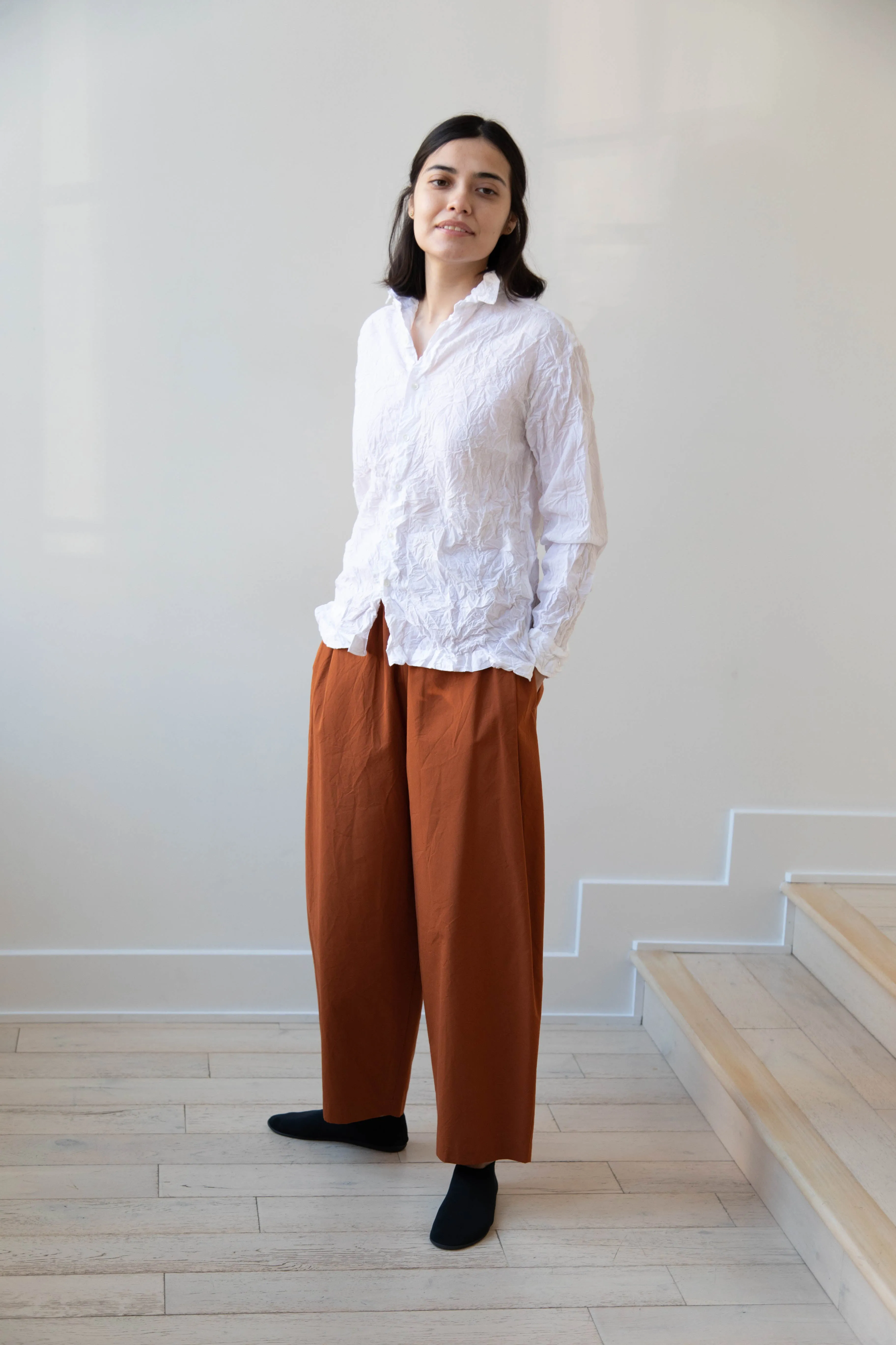 Vas-Y Lentement | Crinkle Button Up in White