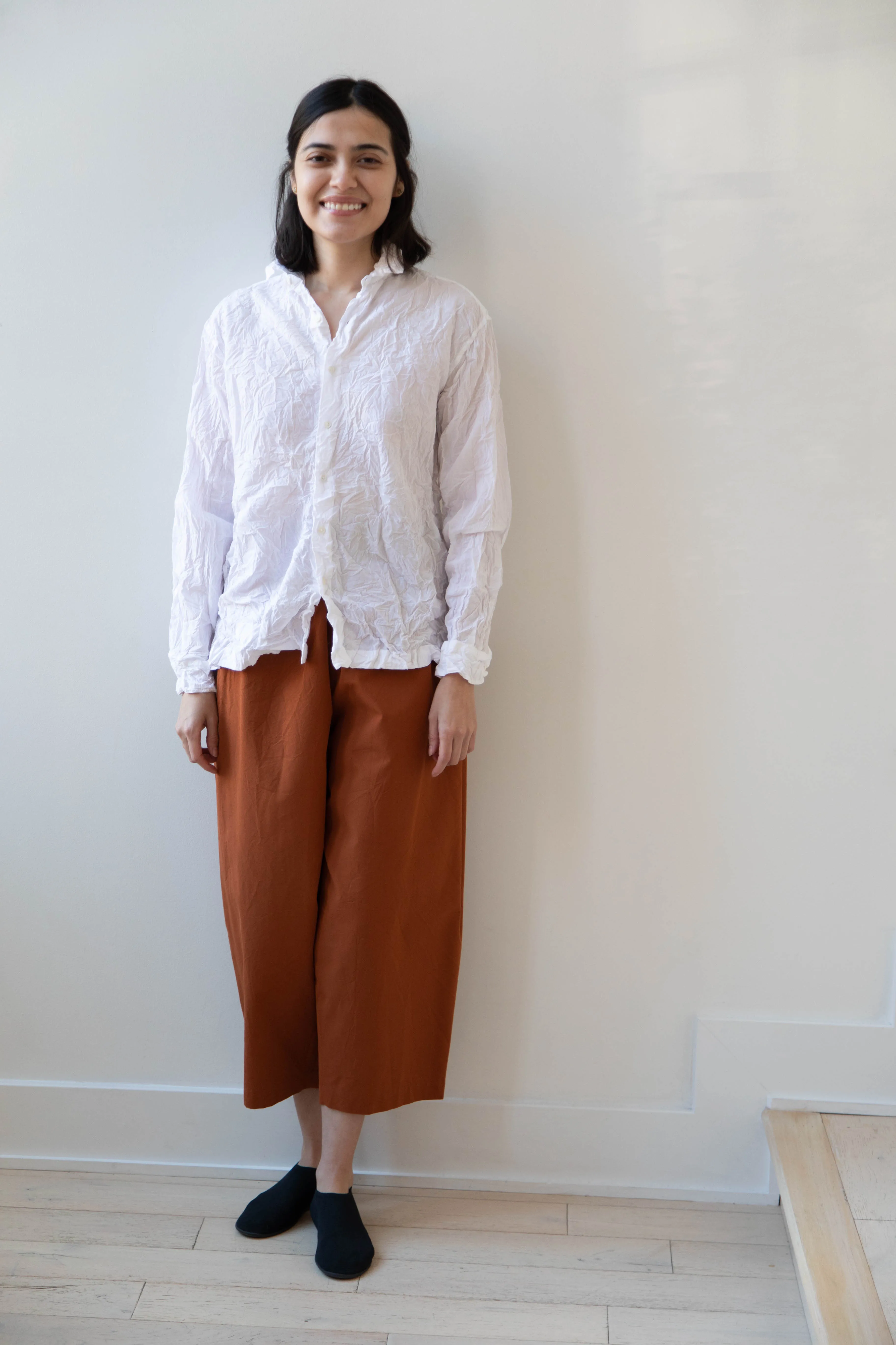 Vas-Y Lentement | Crinkle Button Up in White