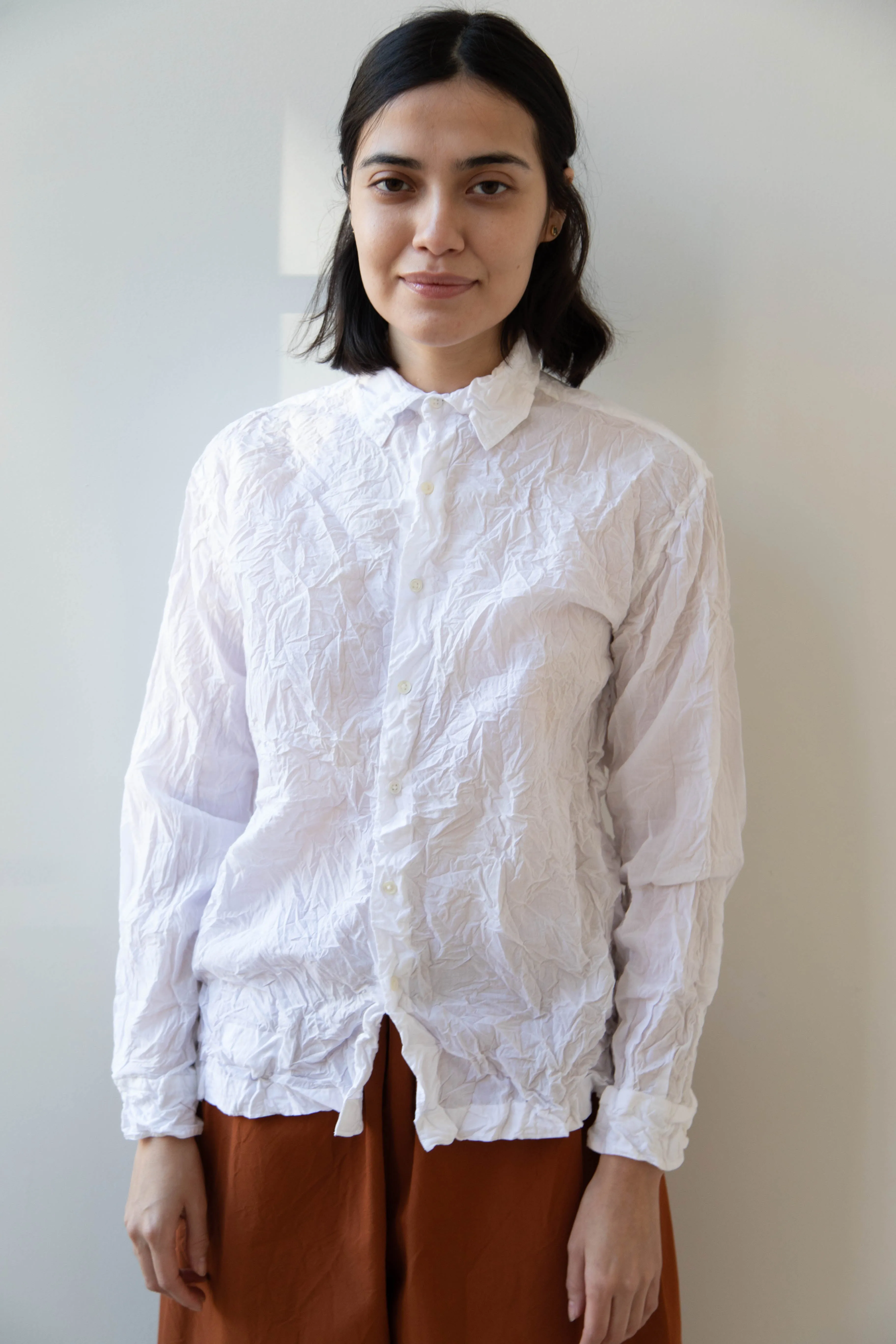 Vas-Y Lentement | Crinkle Button Up in White