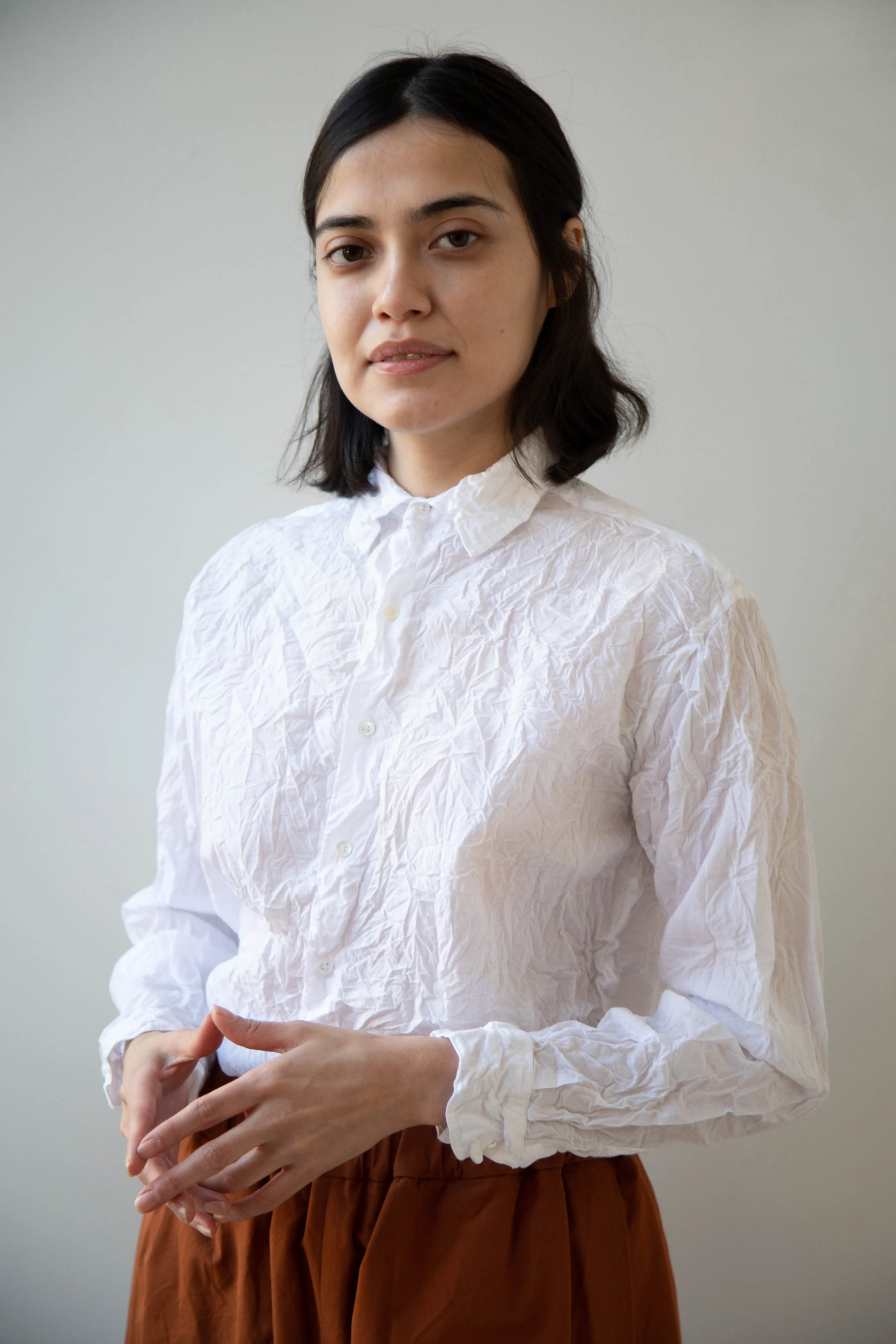 Vas-Y Lentement | Crinkle Button Up in White
