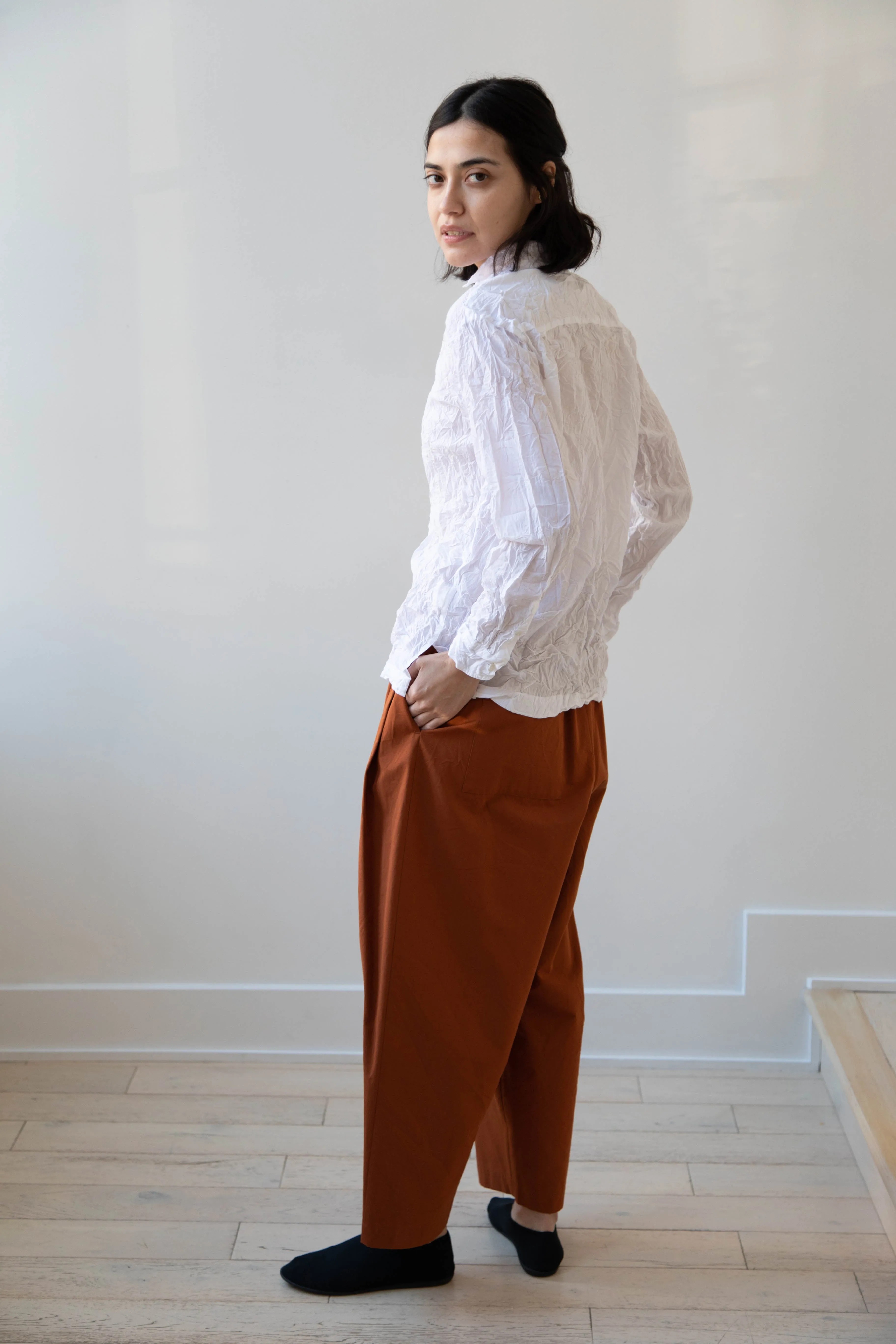 Vas-Y Lentement | Crinkle Button Up in White