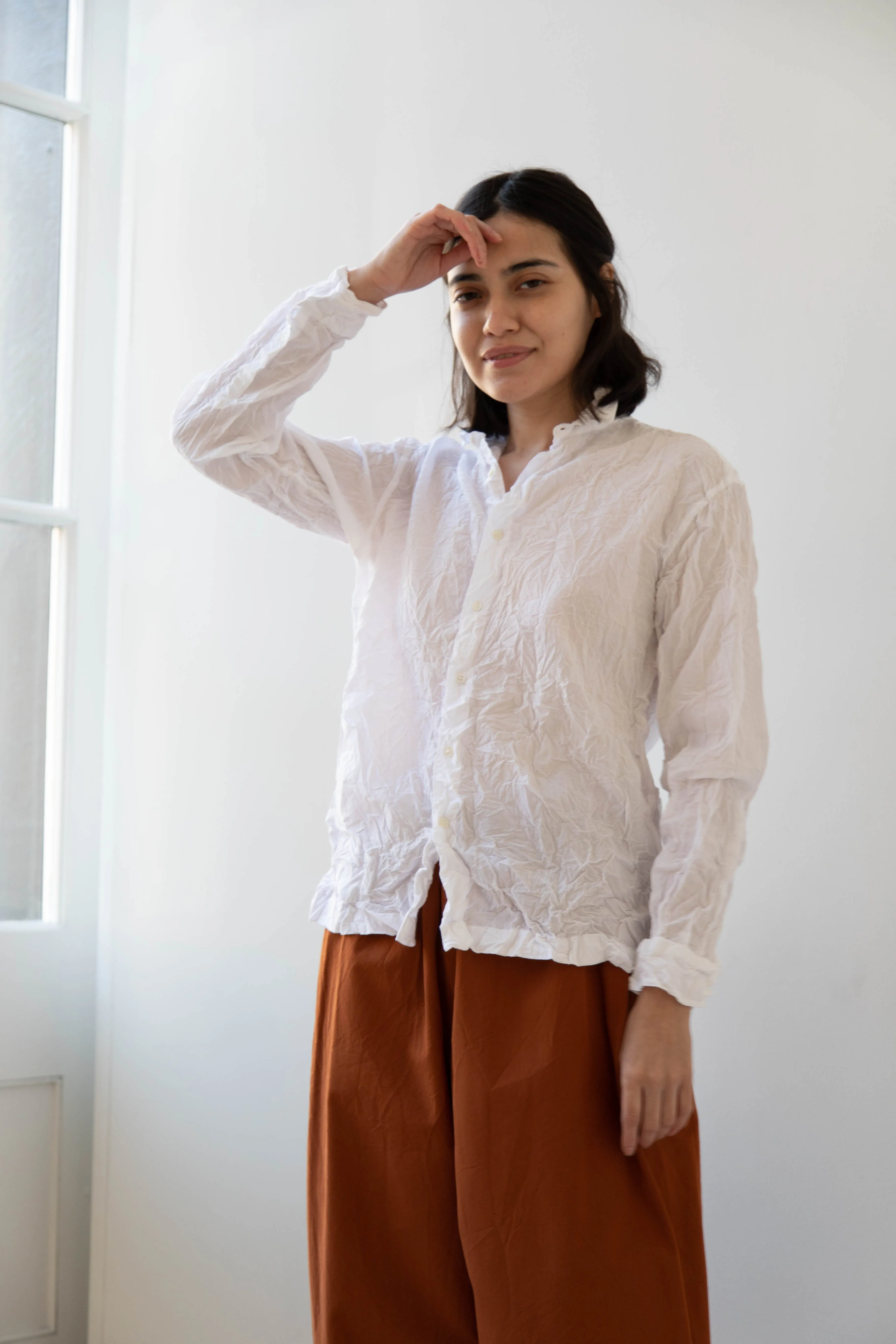 Vas-Y Lentement | Crinkle Button Up in White