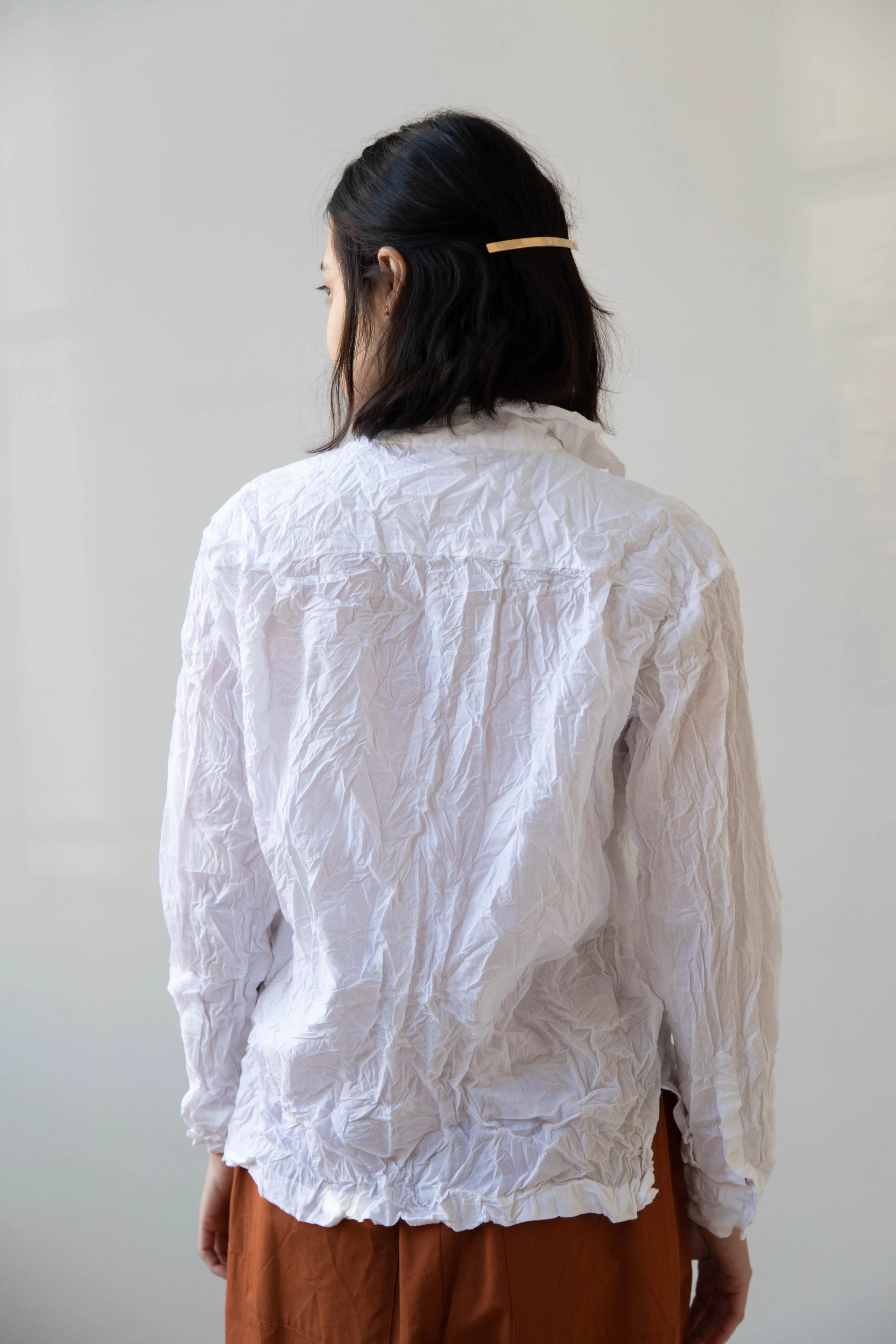 Vas-Y Lentement | Crinkle Button Up in White