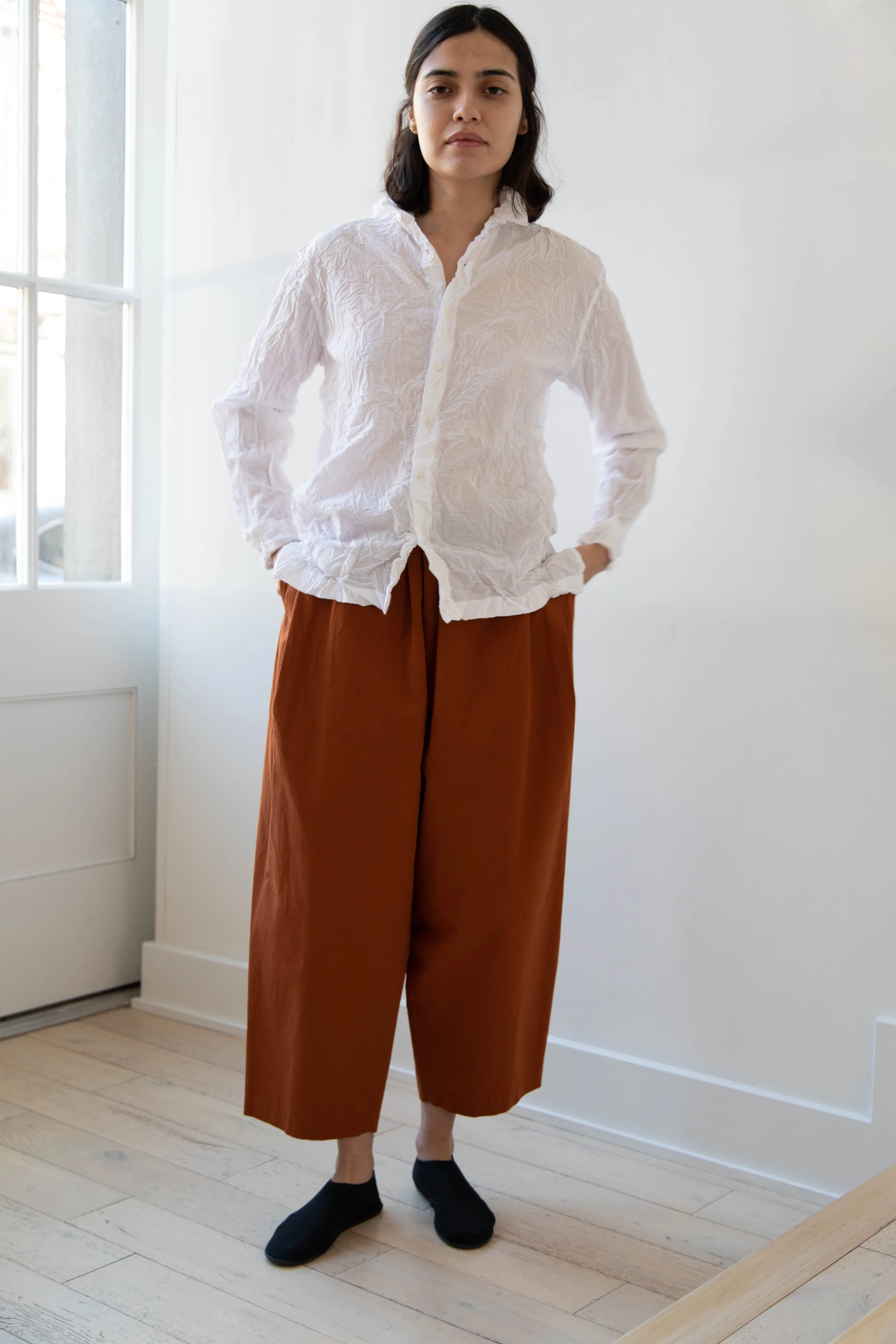 Vas-Y Lentement | Crinkle Button Up in White