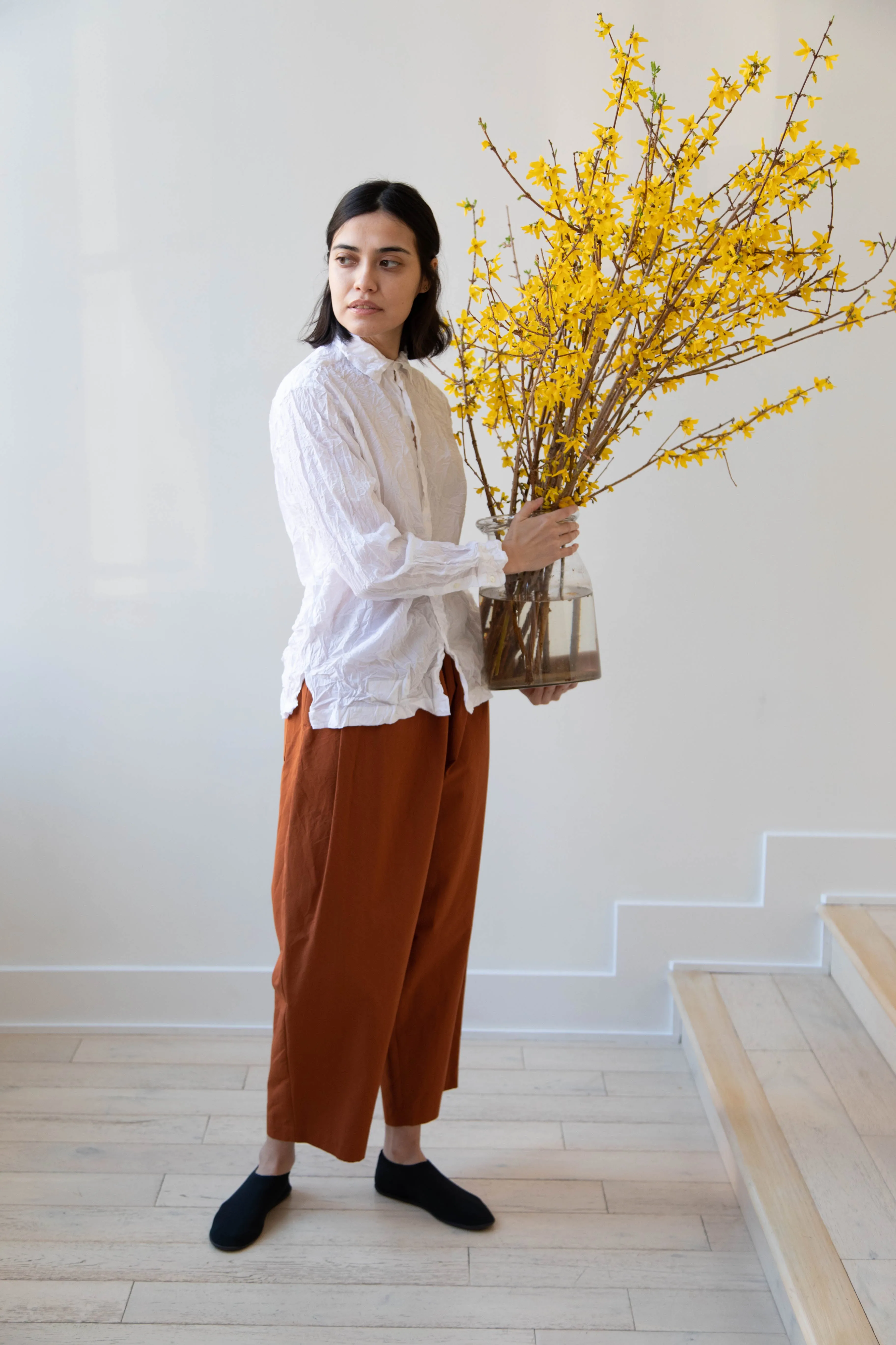 Vas-Y Lentement | Crinkle Button Up in White