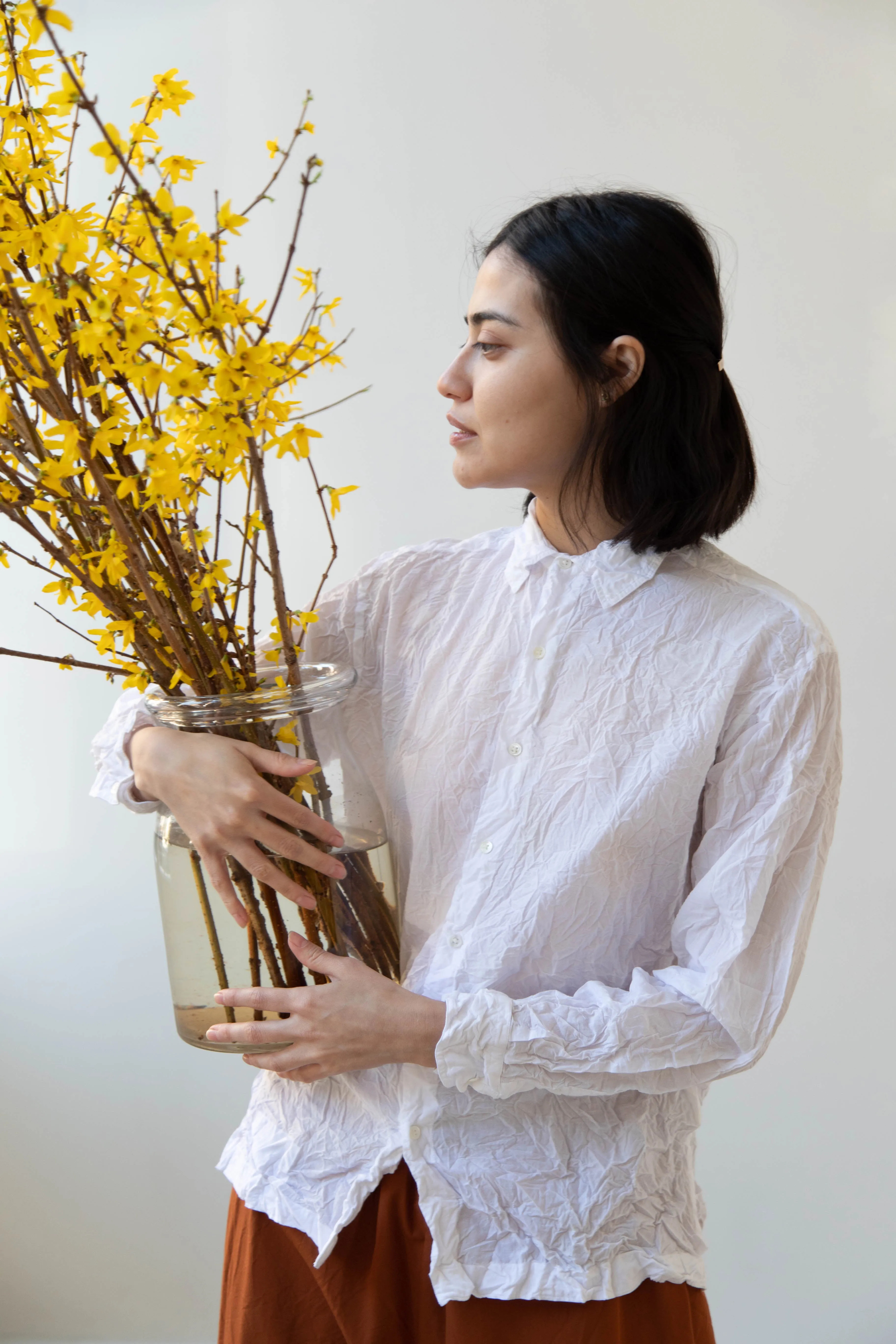 Vas-Y Lentement | Crinkle Button Up in White