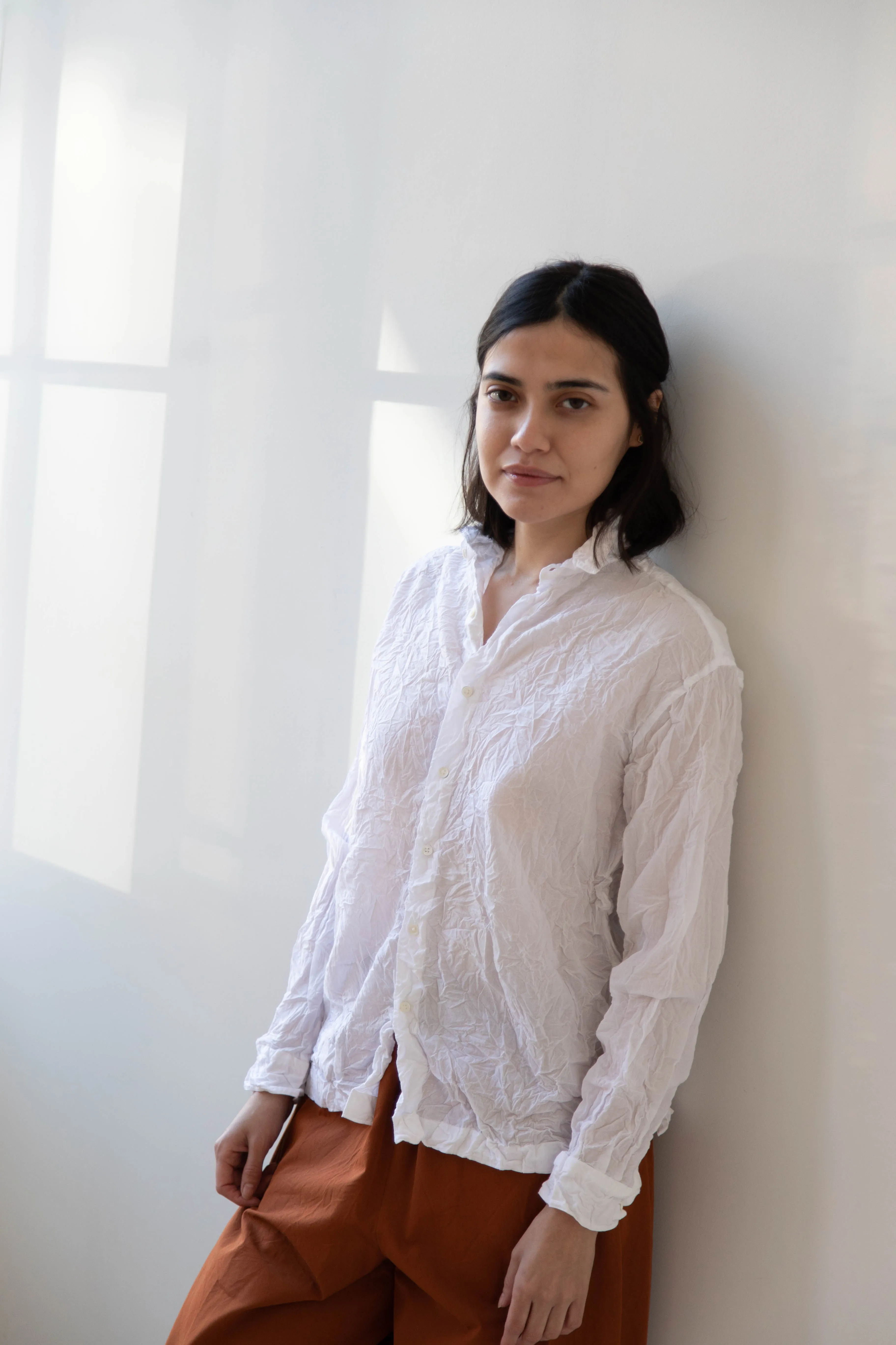 Vas-Y Lentement | Crinkle Button Up in White