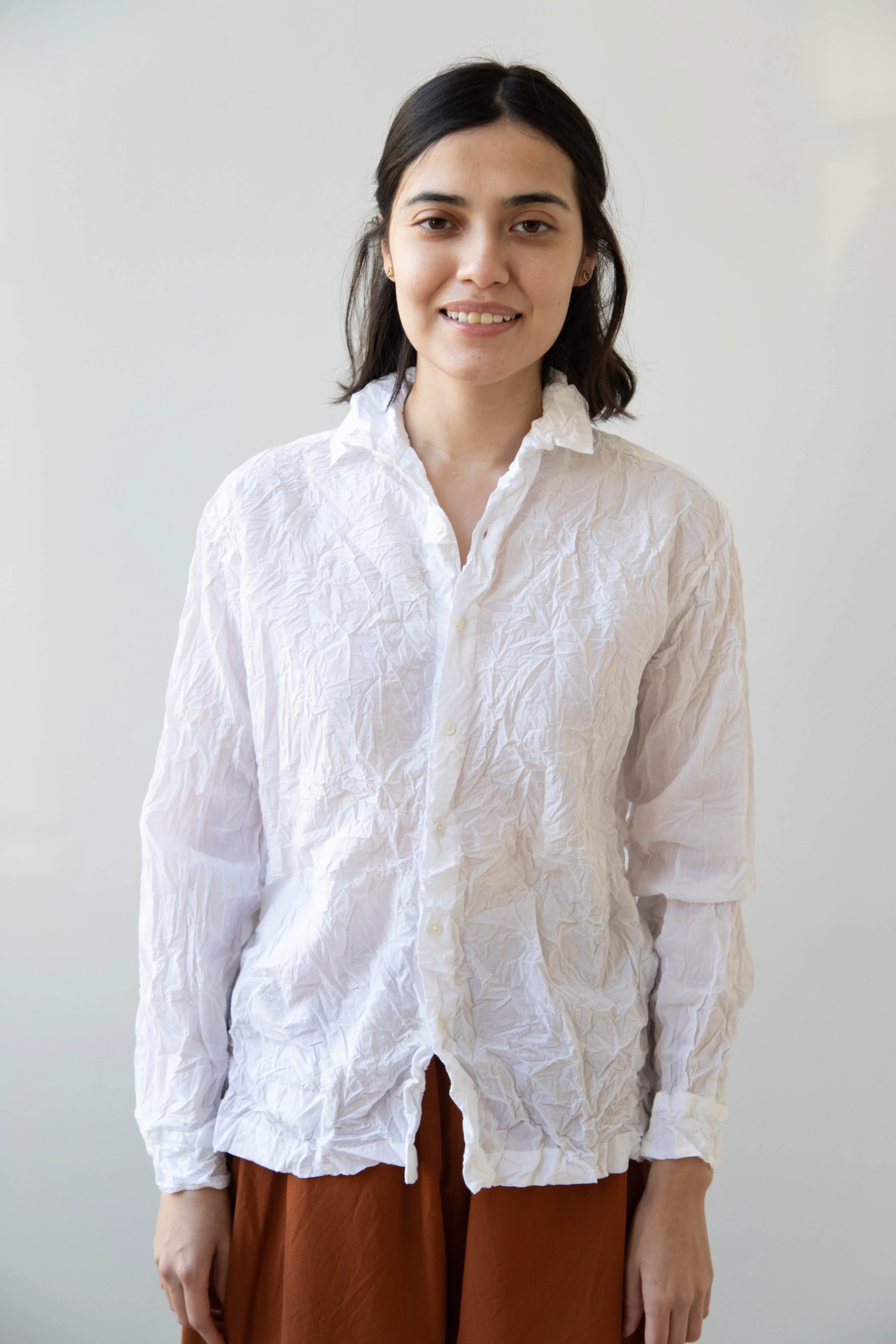 Vas-Y Lentement | Crinkle Button Up in White
