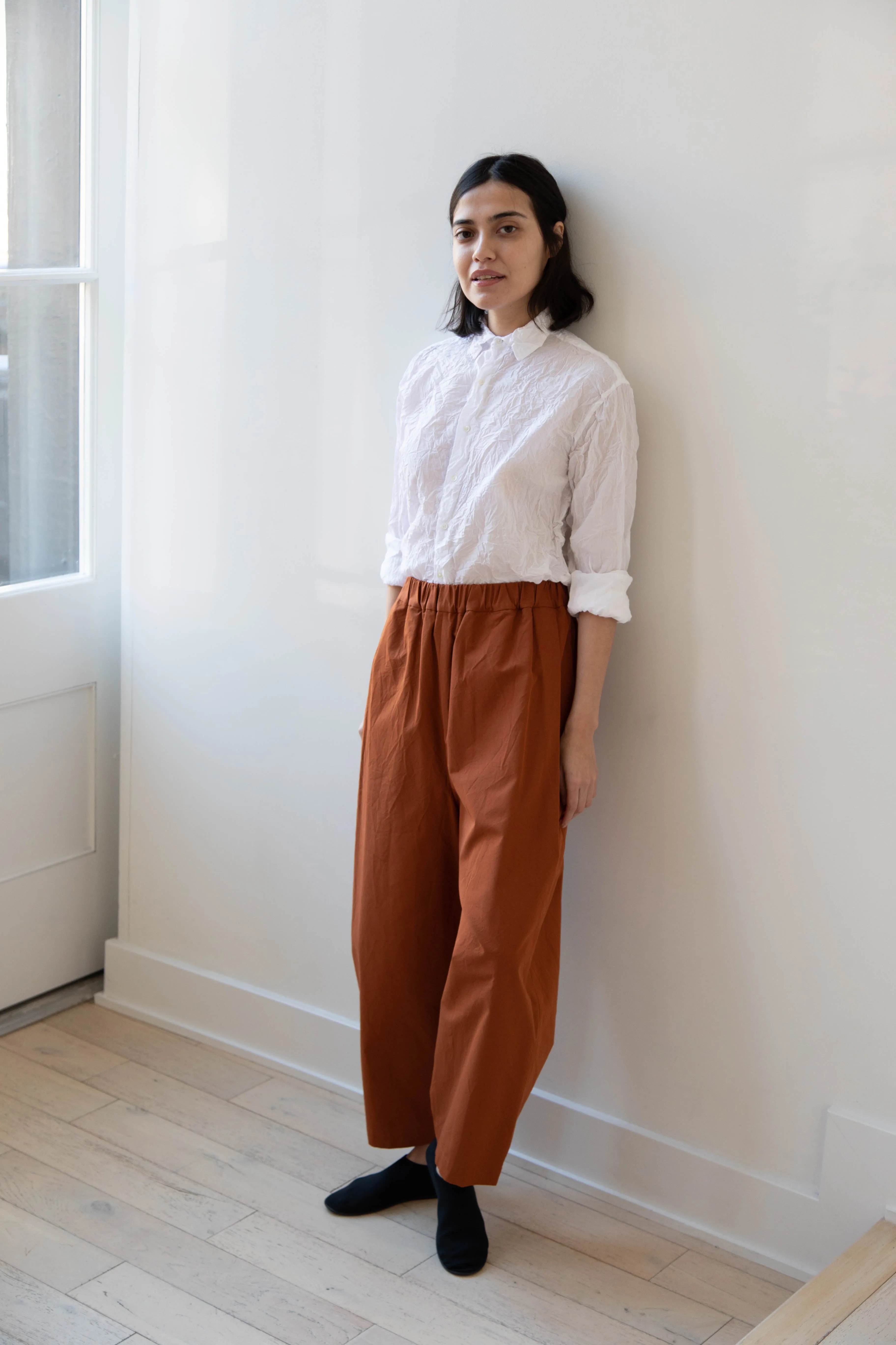 Vas-Y Lentement | Crinkle Button Up in White