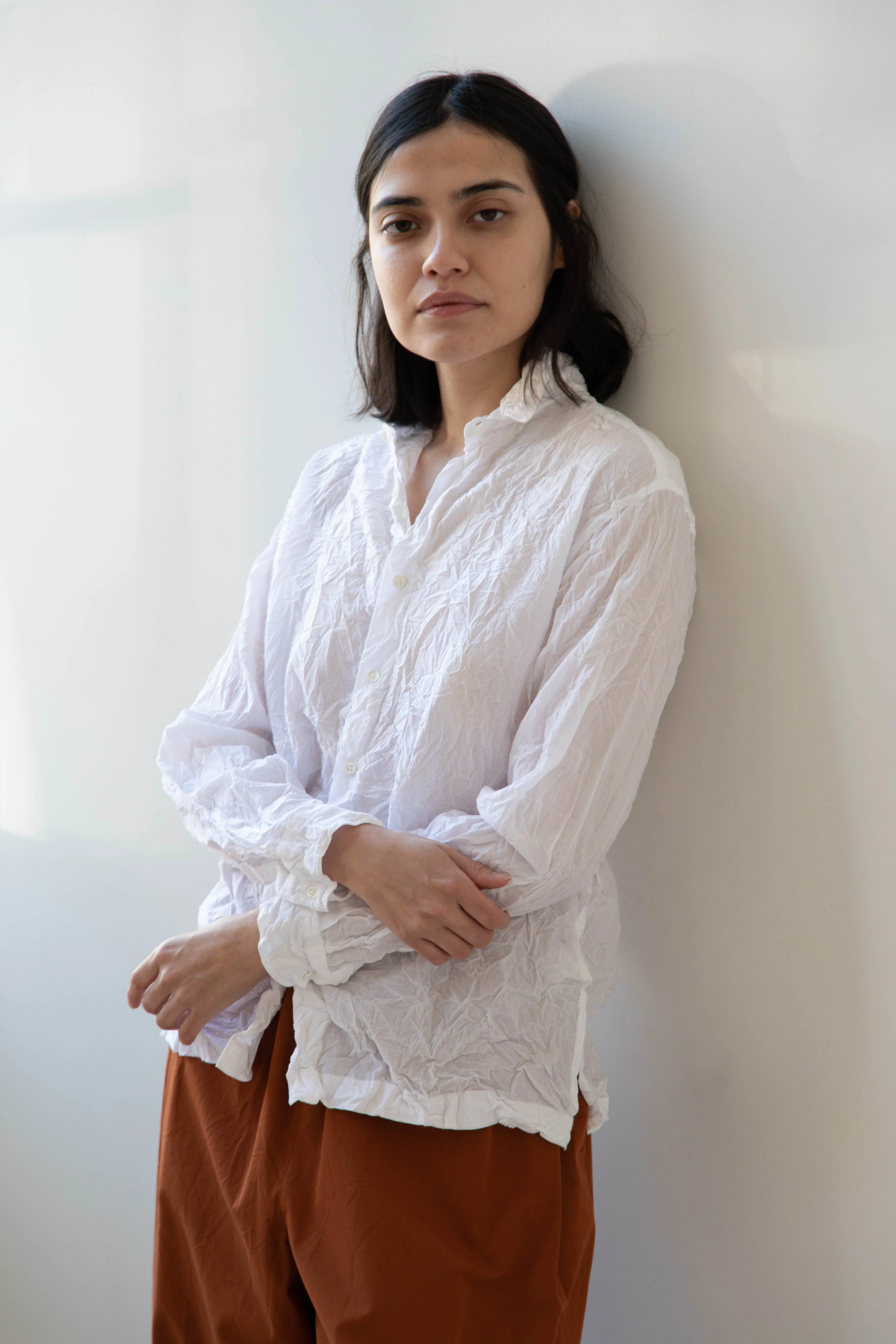 Vas-Y Lentement | Crinkle Button Up in White