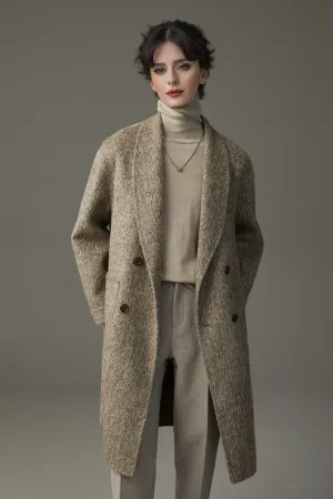 Vintage Chic Shawl Lapel Oversized Double Breasted Mohair Wool Coat