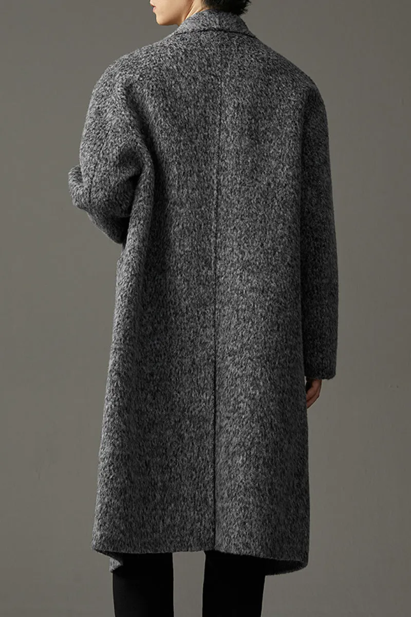 Vintage Chic Shawl Lapel Oversized Double Breasted Mohair Wool Coat