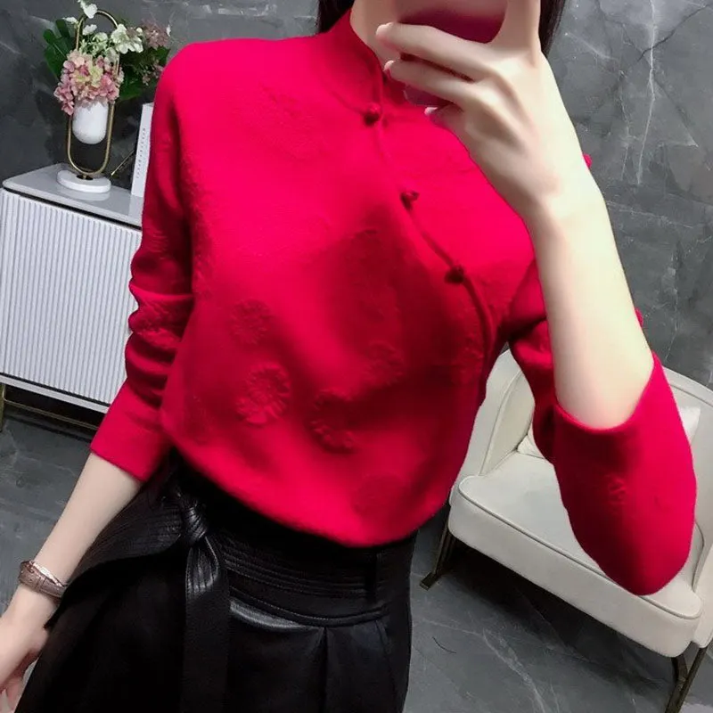 Vintage Chinese-style Ethnic Women's Bottoming Knitwear Sweater